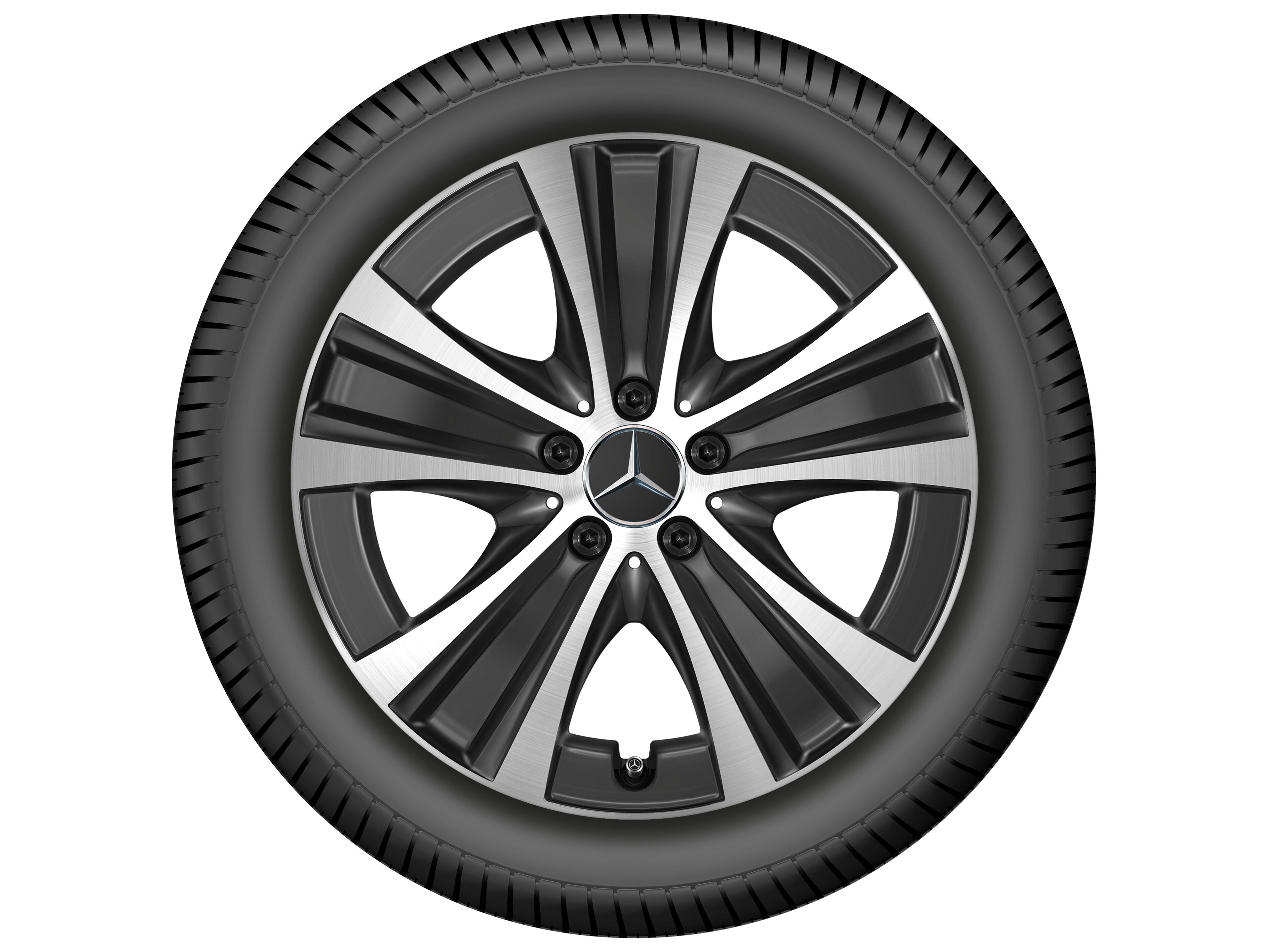 5-Speichen-Rad, 45,7 cm (18 Zoll) - 9 J x 18 ET 52,5, schwarz, glanzgedreht