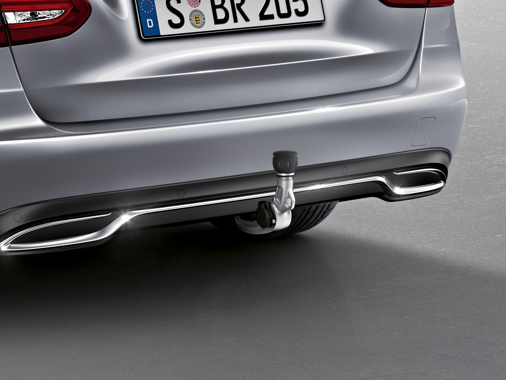 Trailer hitch, semi-automatic tilt-down, without electrical set, ECE, with AIRMATIC (Code 489) - Steel