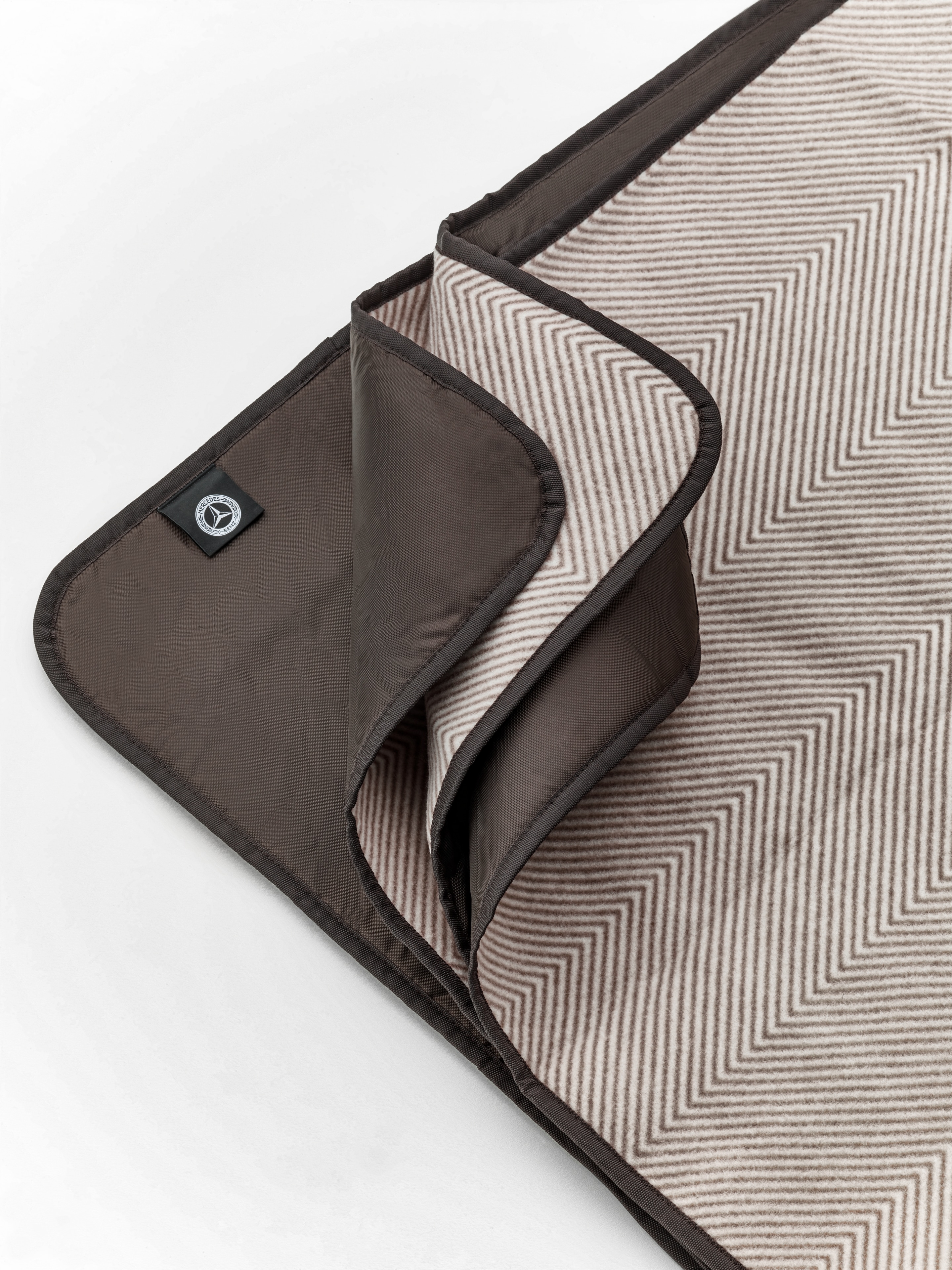 Picknickdecke, Fischgrat - braun / elfenbein, Polyester
