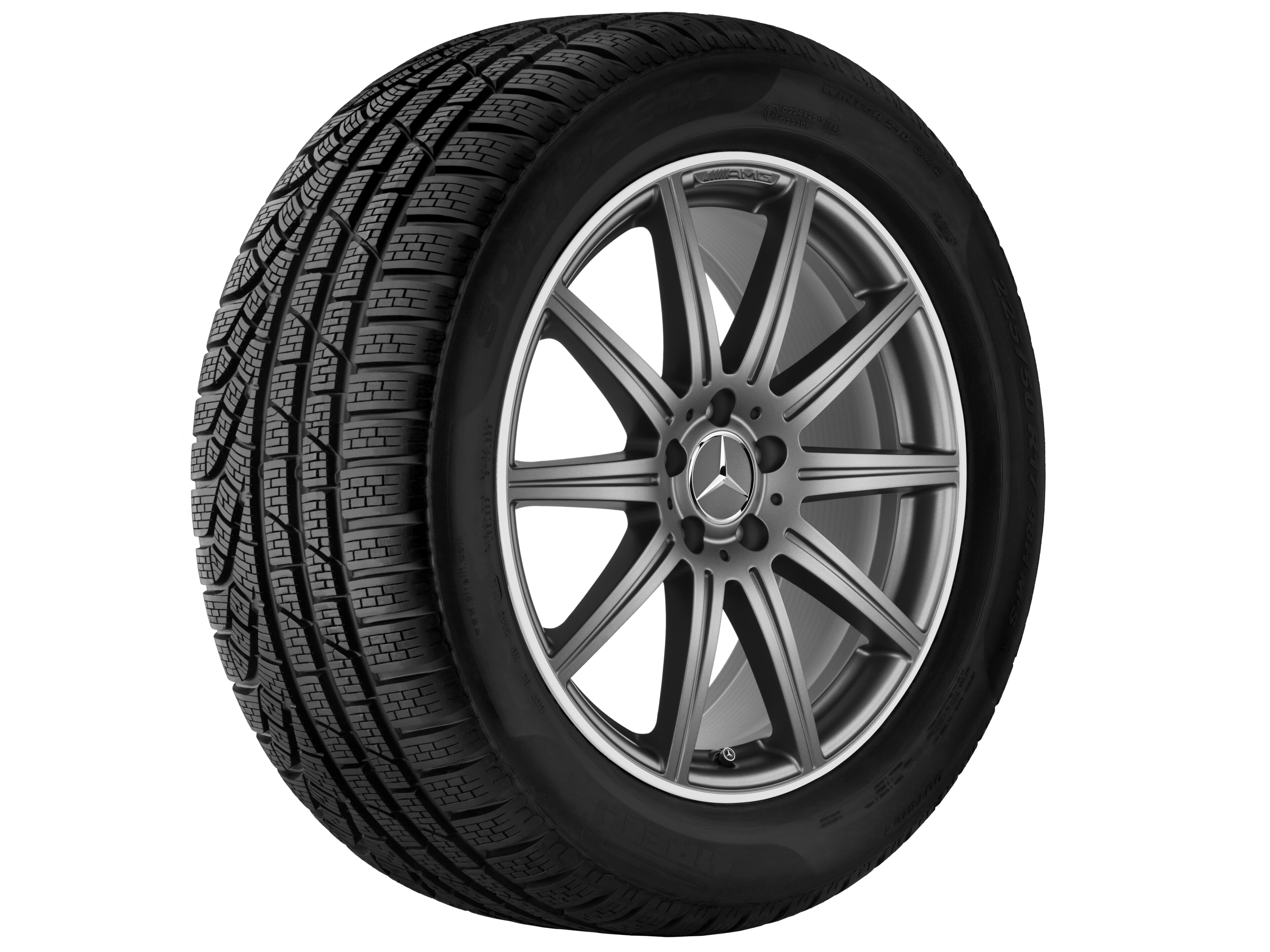 AMG 10-Speichen-Rad, 48,3 cm (19 Zoll), Felgenhorn glanzgedreht - 9 J x 19 ET 37, titangrau matt