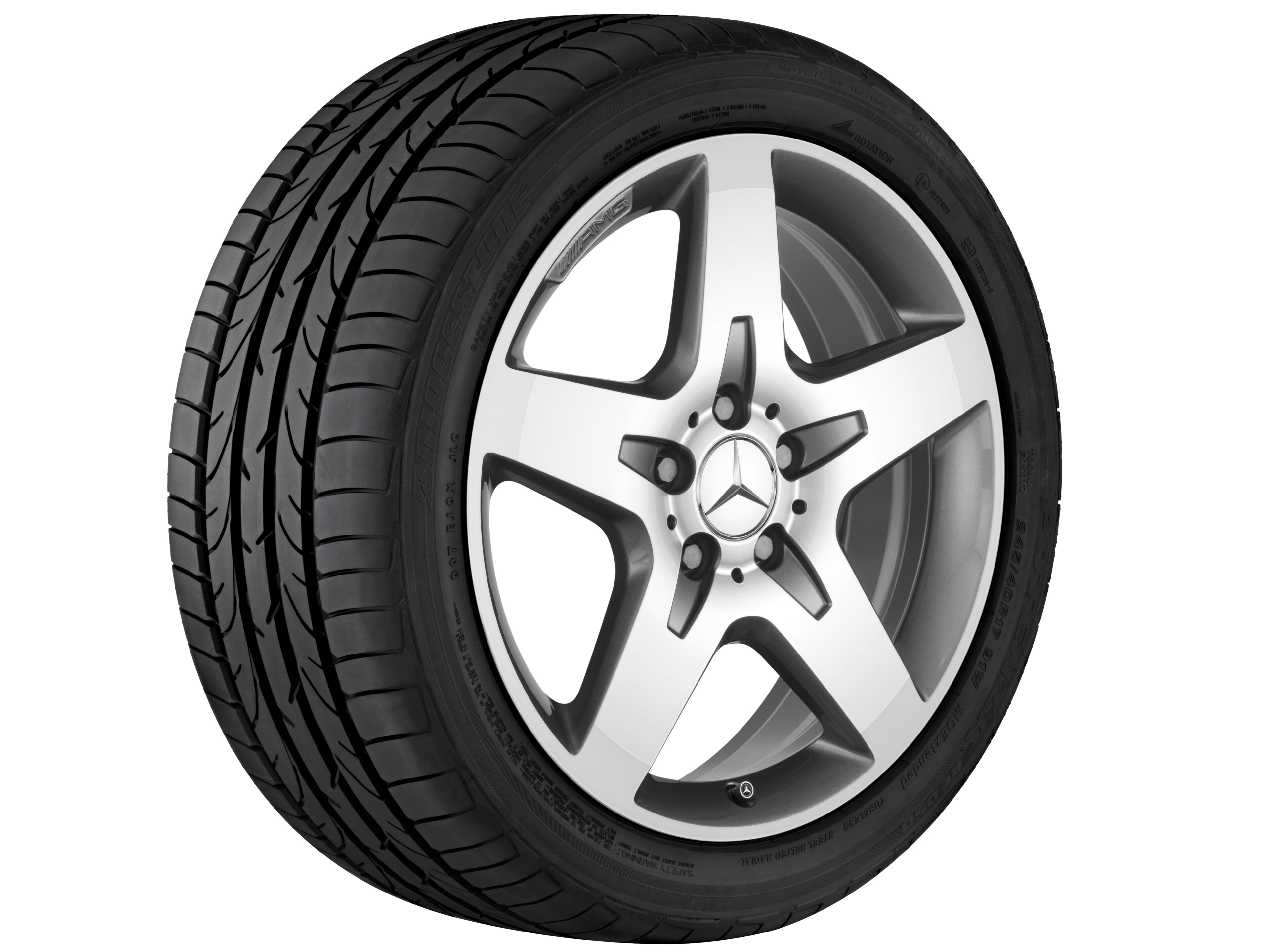 AMG 5-spoke wheel, 45.7 cm (18-inch) - 7 J x 18 ET 46, titanium grey, high-sheen