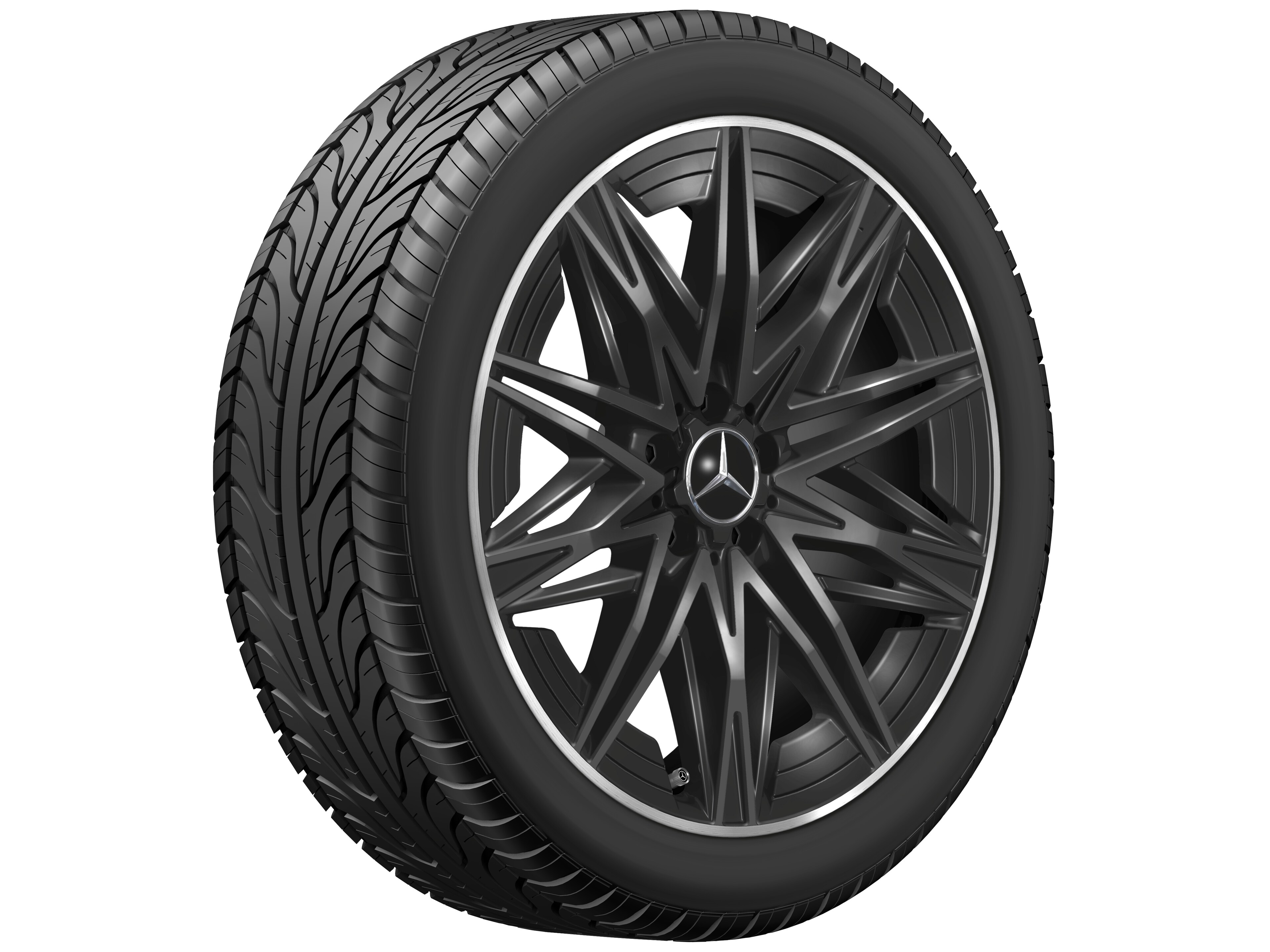 AMG light-alloy wheel, in multi-spoke design, 50.8 cm (20-inch), High-sheen rim flange - 8 J x 20 ET 30,6, black, high-sheen rim flange