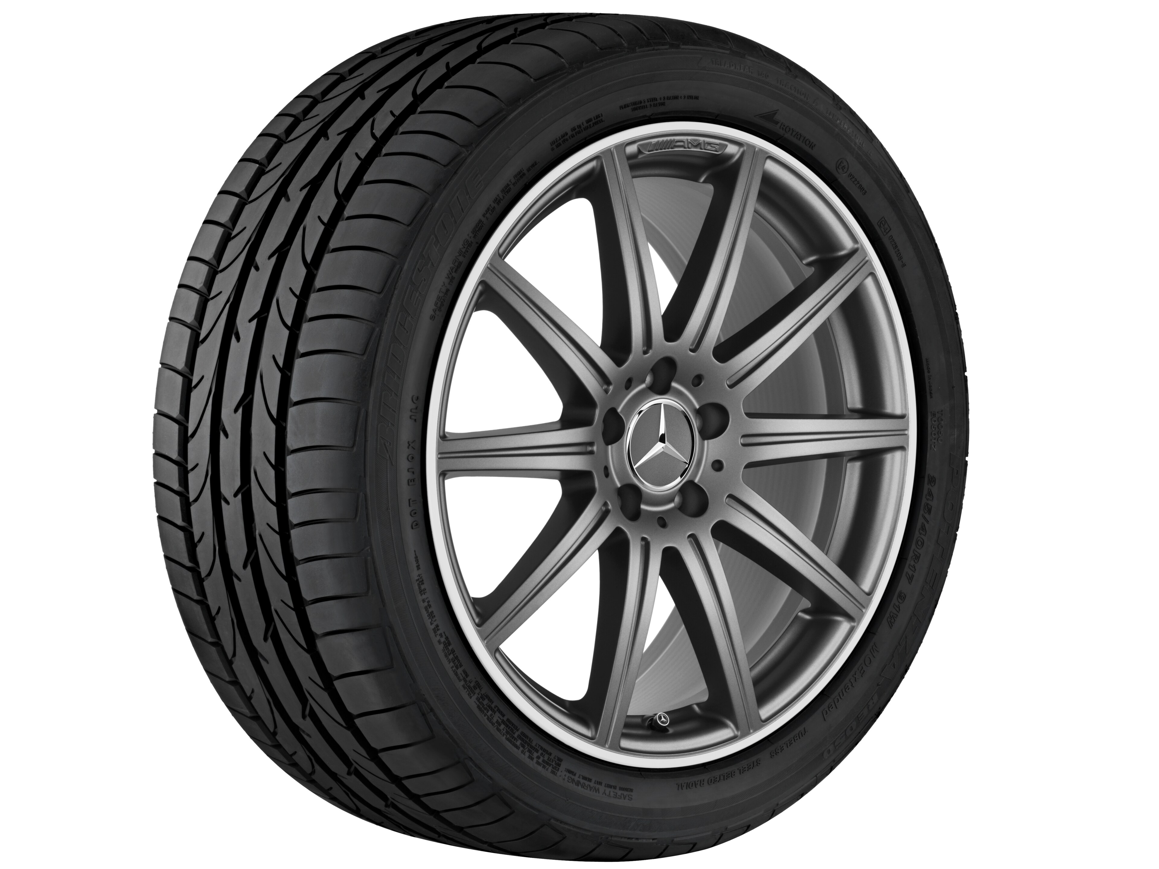 AMG 10-Speichen-Rad, 48,3 cm (19 Zoll), Felgenhorn glanzgedreht - 9 J x 19 ET 37, titangrau matt