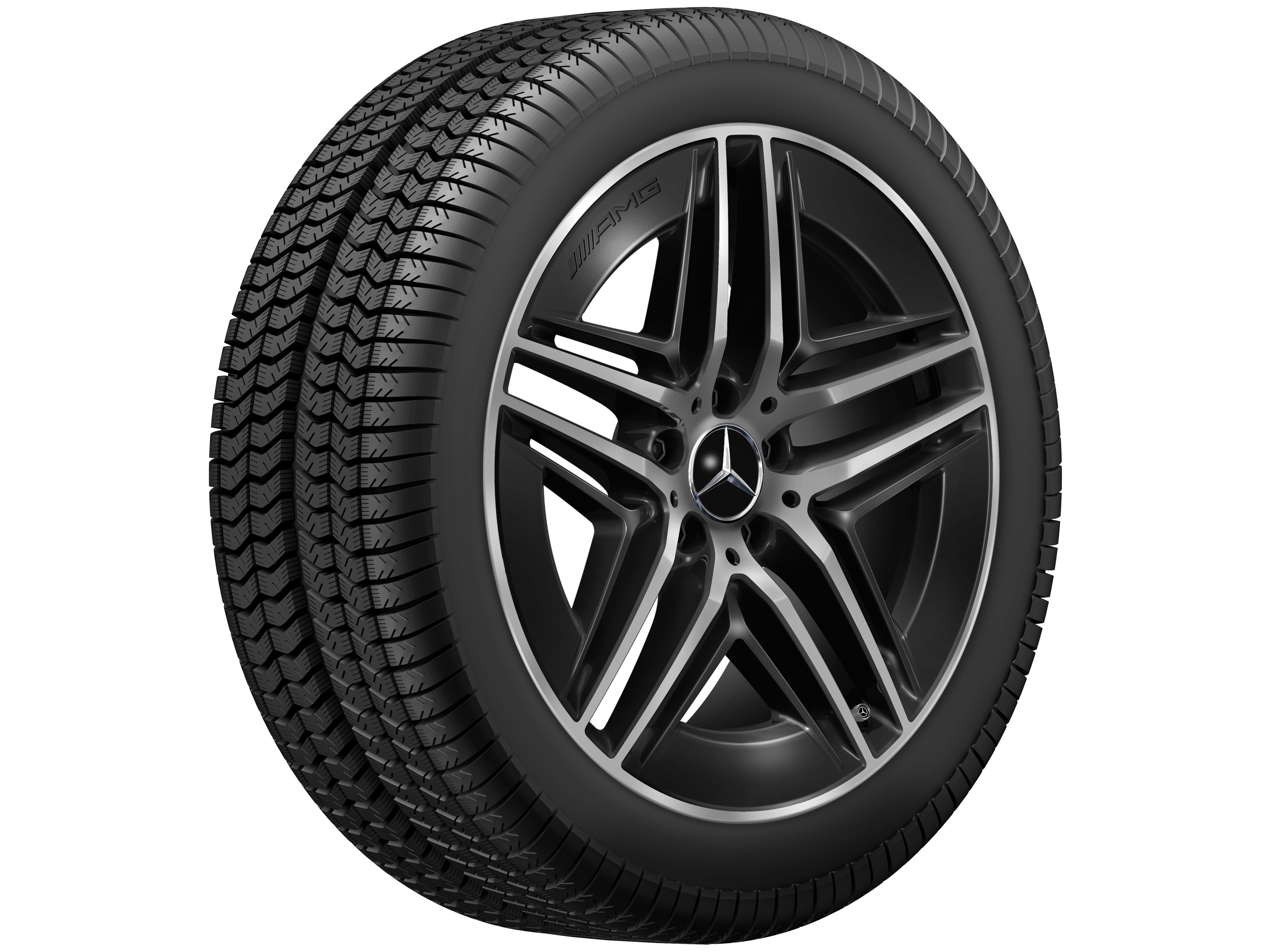 AMG Leichtmetallrad, im 5-Doppelspeichen-Design, 48,3 cm (19 Zoll) - 8 J x 19 ET 52, schwarz, glanzgedreht