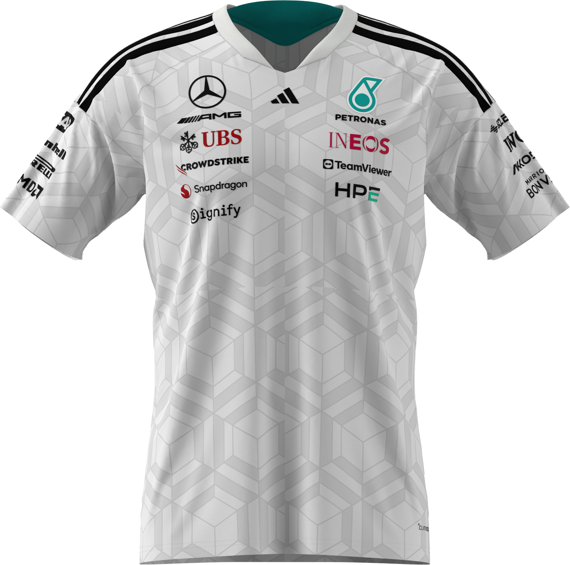 T-Shirt Herren, Fahrer, Mercedes-AMG F1 - weiß, S