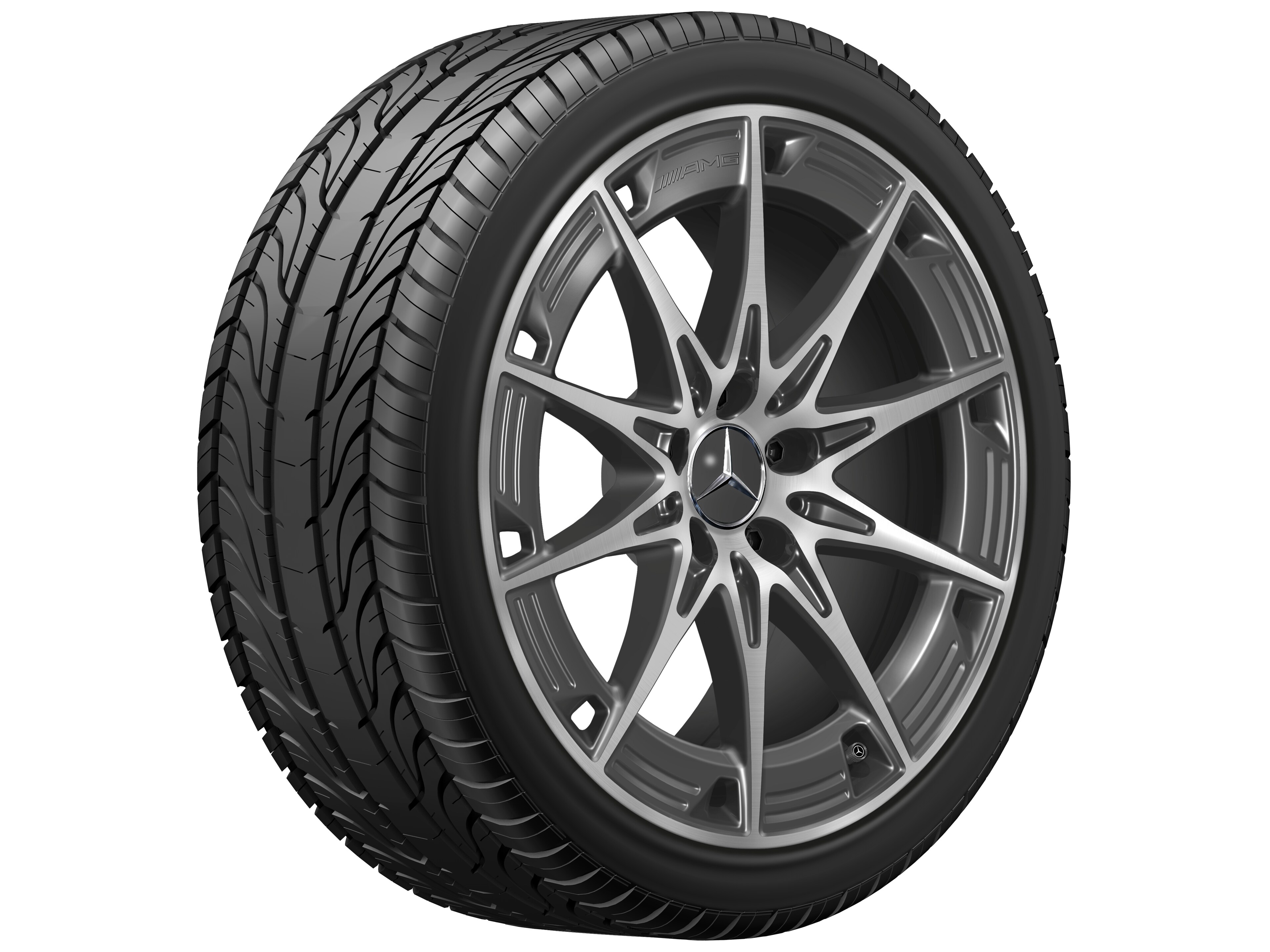 AMG Leichtmetallrad, im 10-Speichen-Design, 48,3 cm (19 Zoll) - 9 J x 19 ET 48, tantalgrau, glanzgedreht