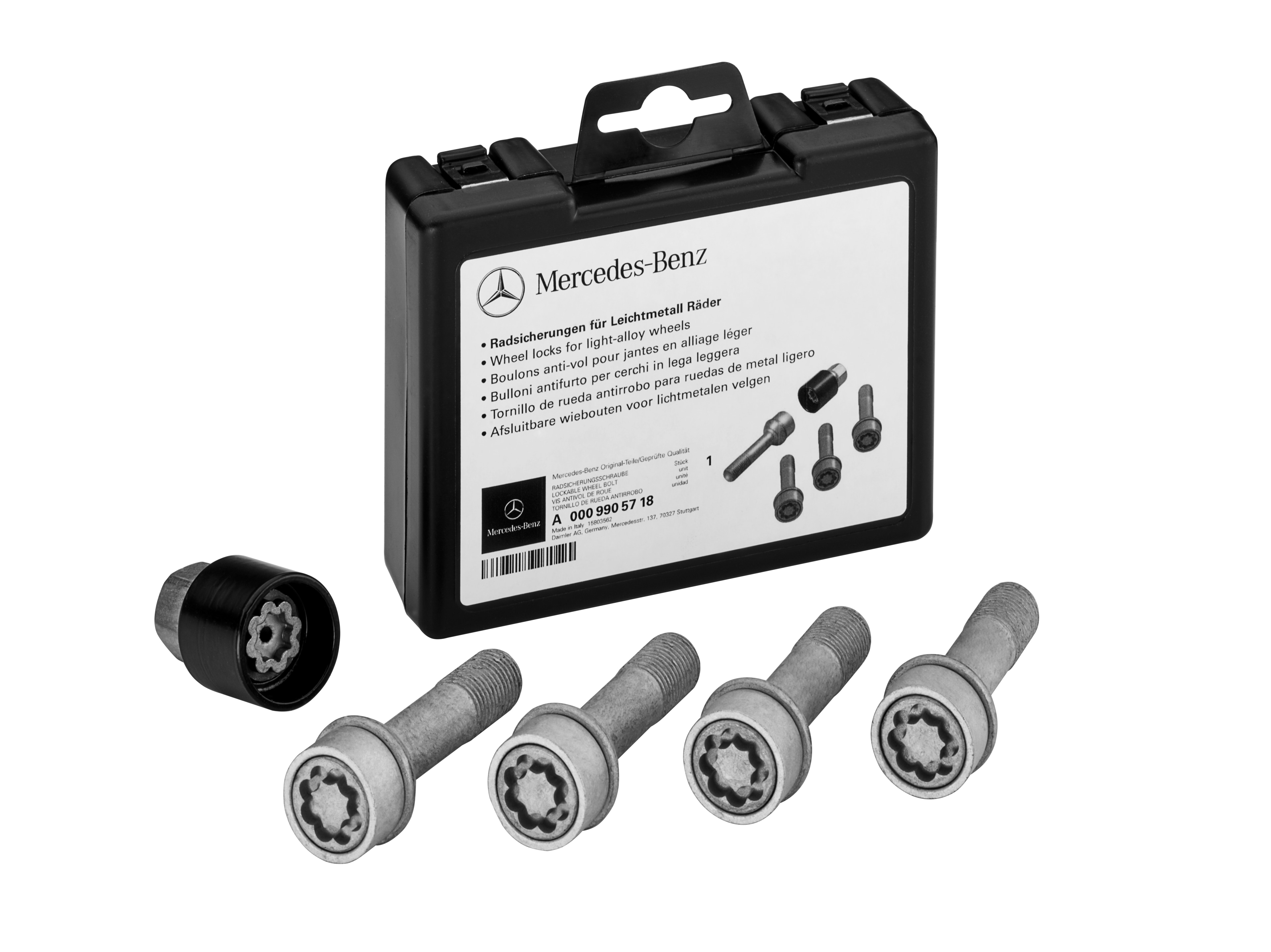 Radsicherungssatz, für Leichtmetallräder - silberfarben