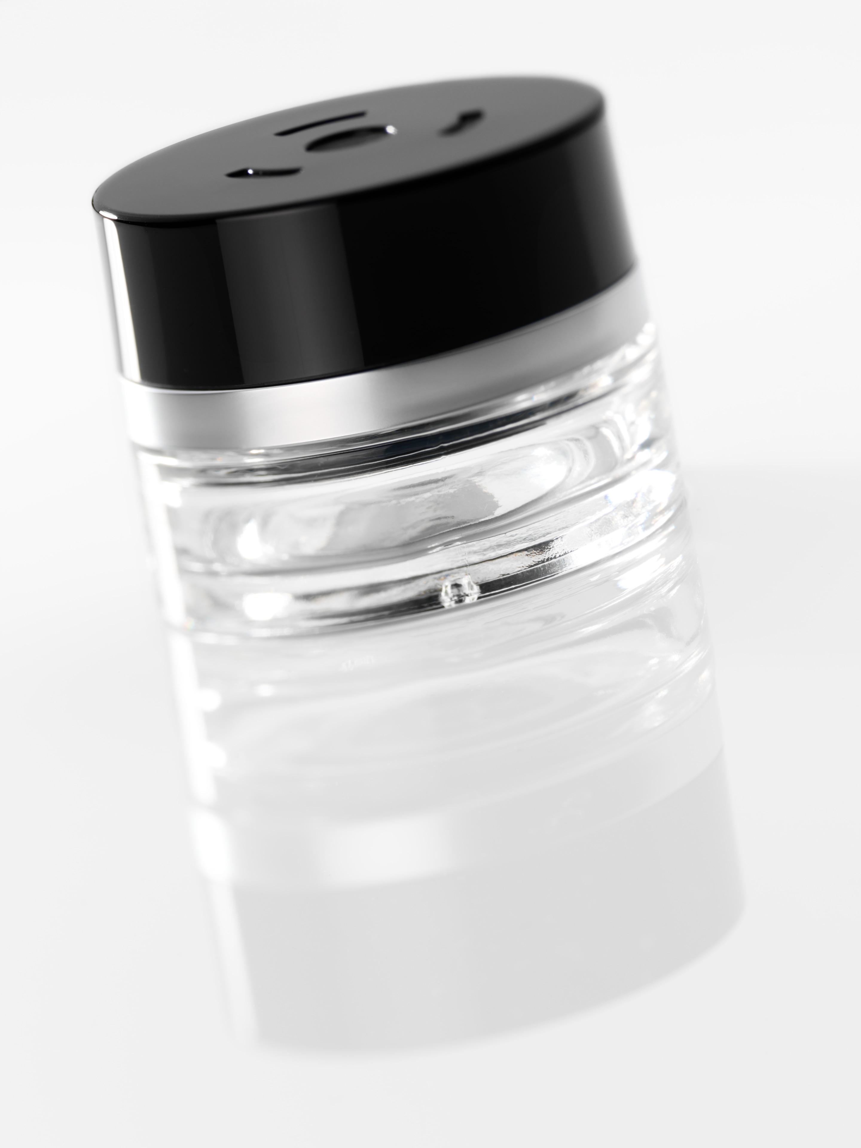 Flakon, leer - transparent / schwarz, Glas, 15 ml