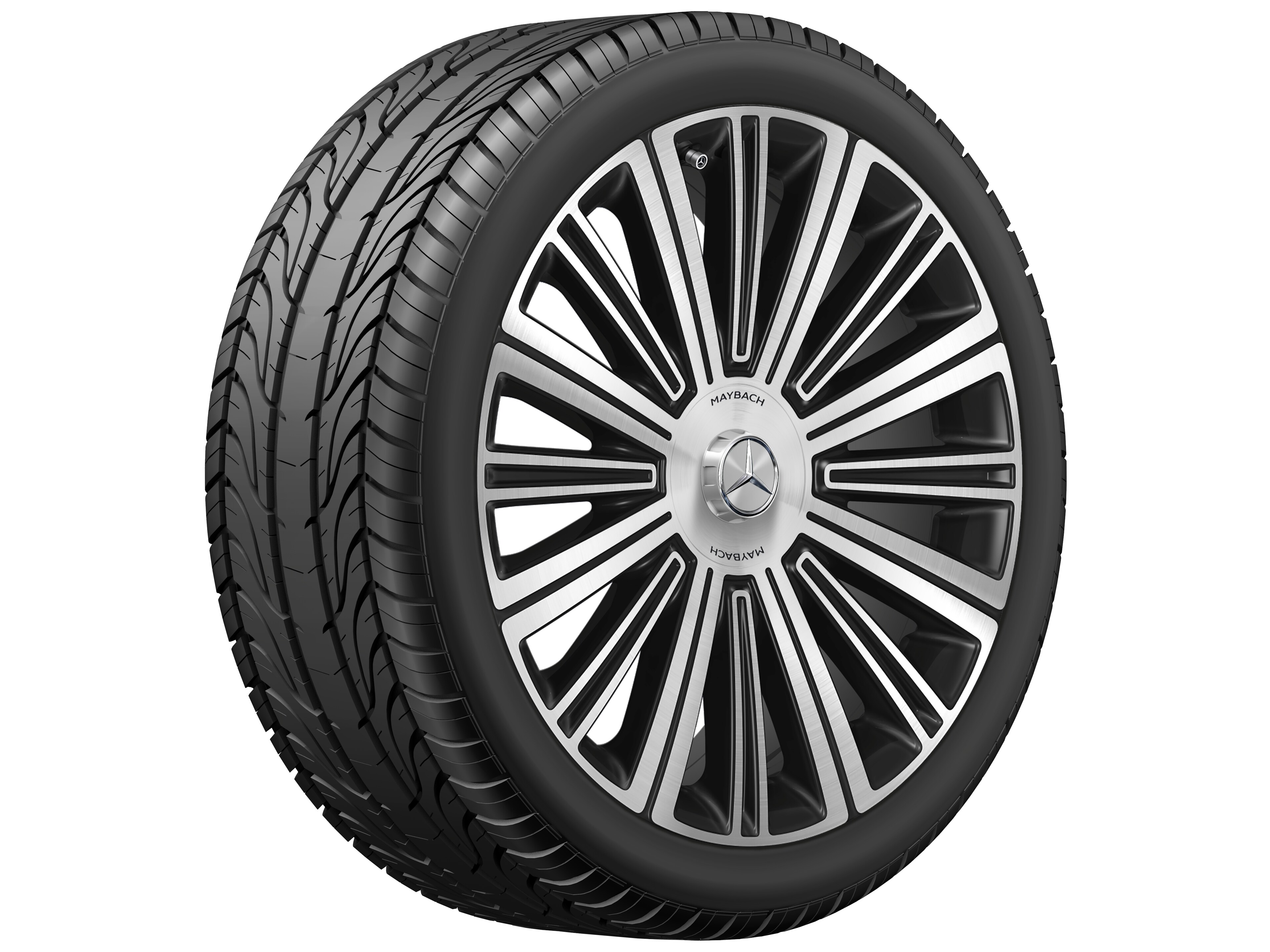 Mehrspeichen-Rad, mit Zusatzspeichen, 55,9 cm (22 Zoll), glanzgedreht - 9,5 J x 22 ET 36, schwarz, glanzgedreht