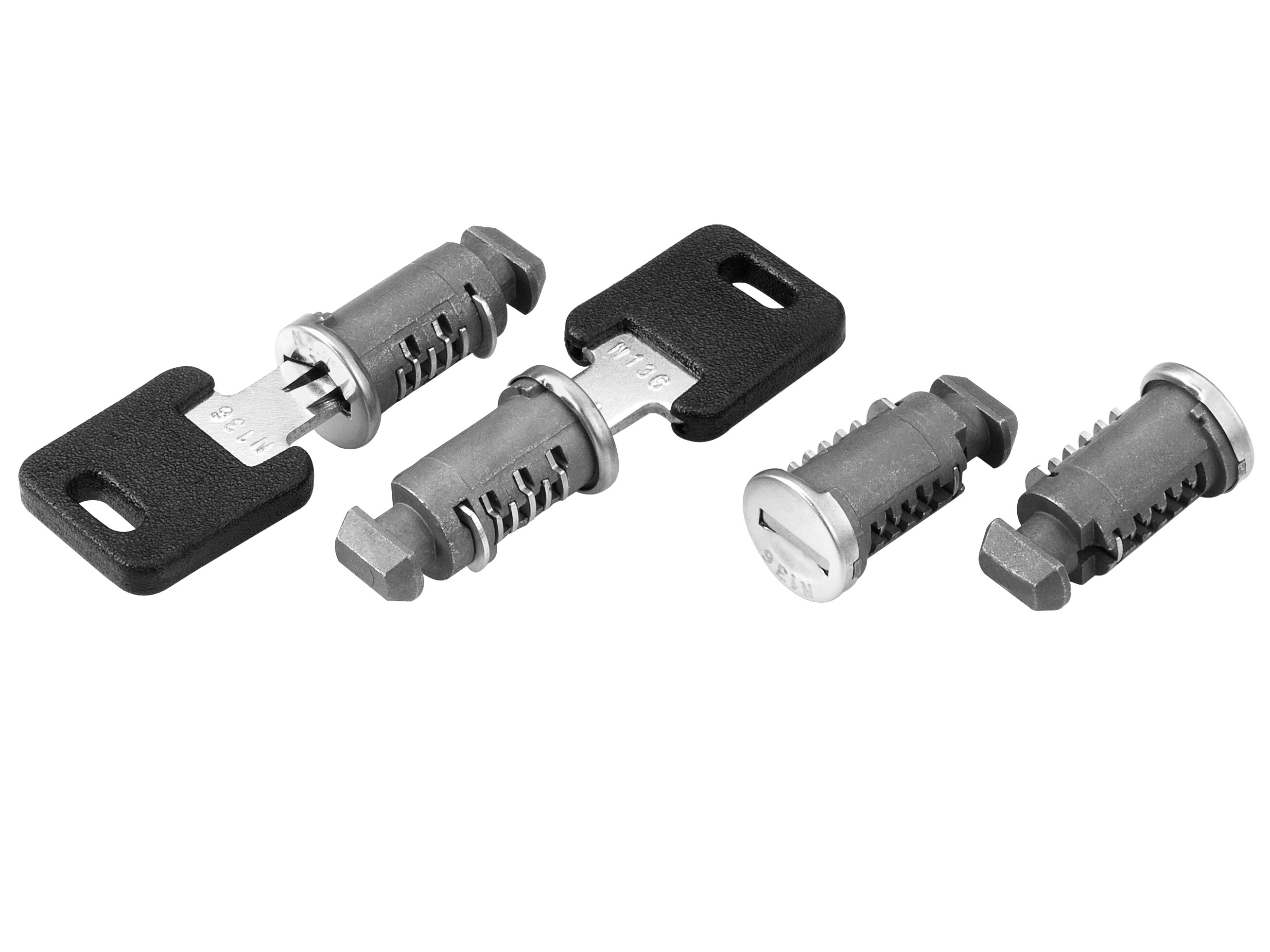 Lock set for basic carrier, Alustyle/New Alustyle - Steel, silver-coloured