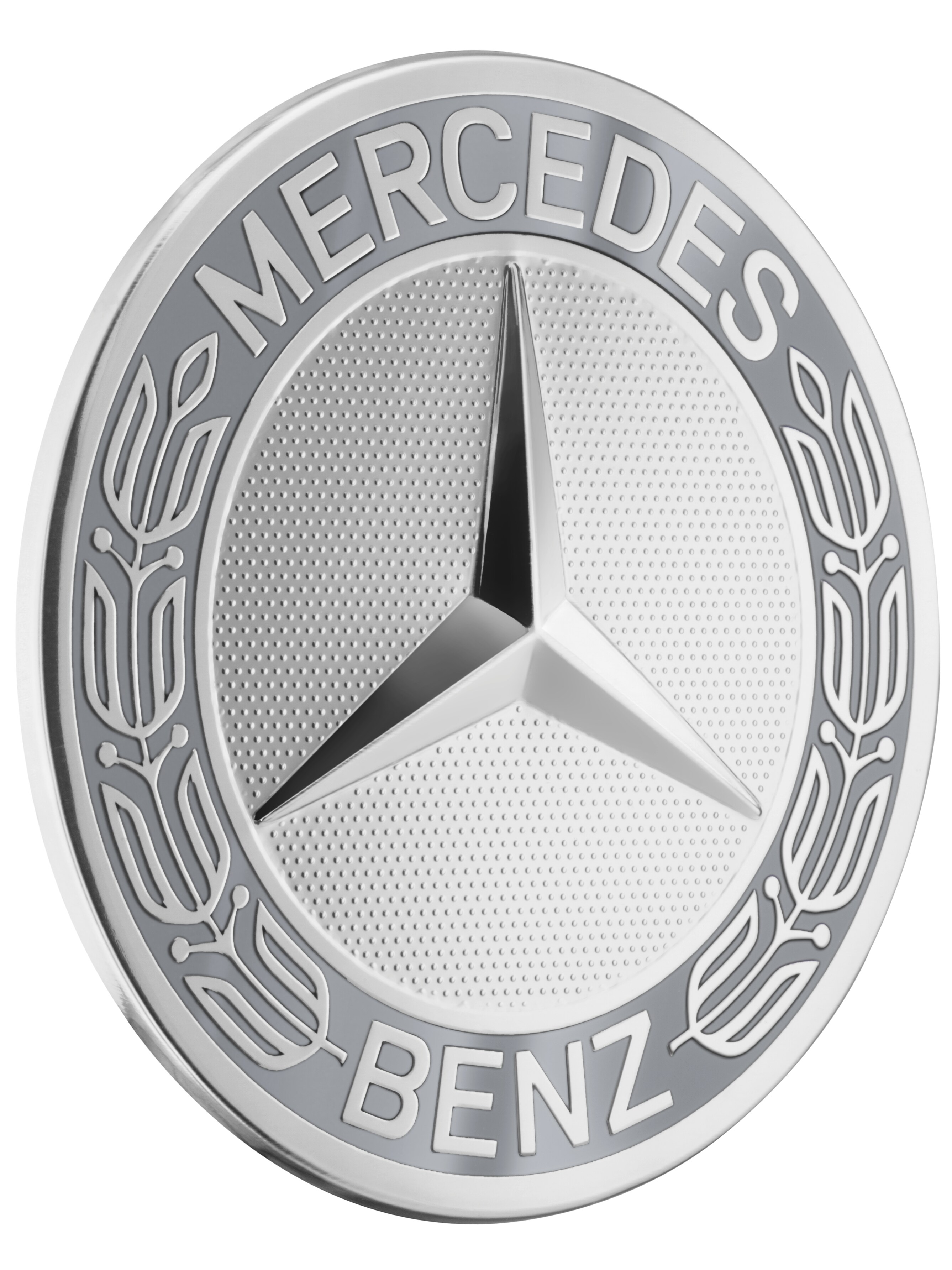 Radnabenabdeckung, Stern mit Lorbeerkranz, klassisches Design, für Zentrierloch-Durchmesser 71,8 mm - grau