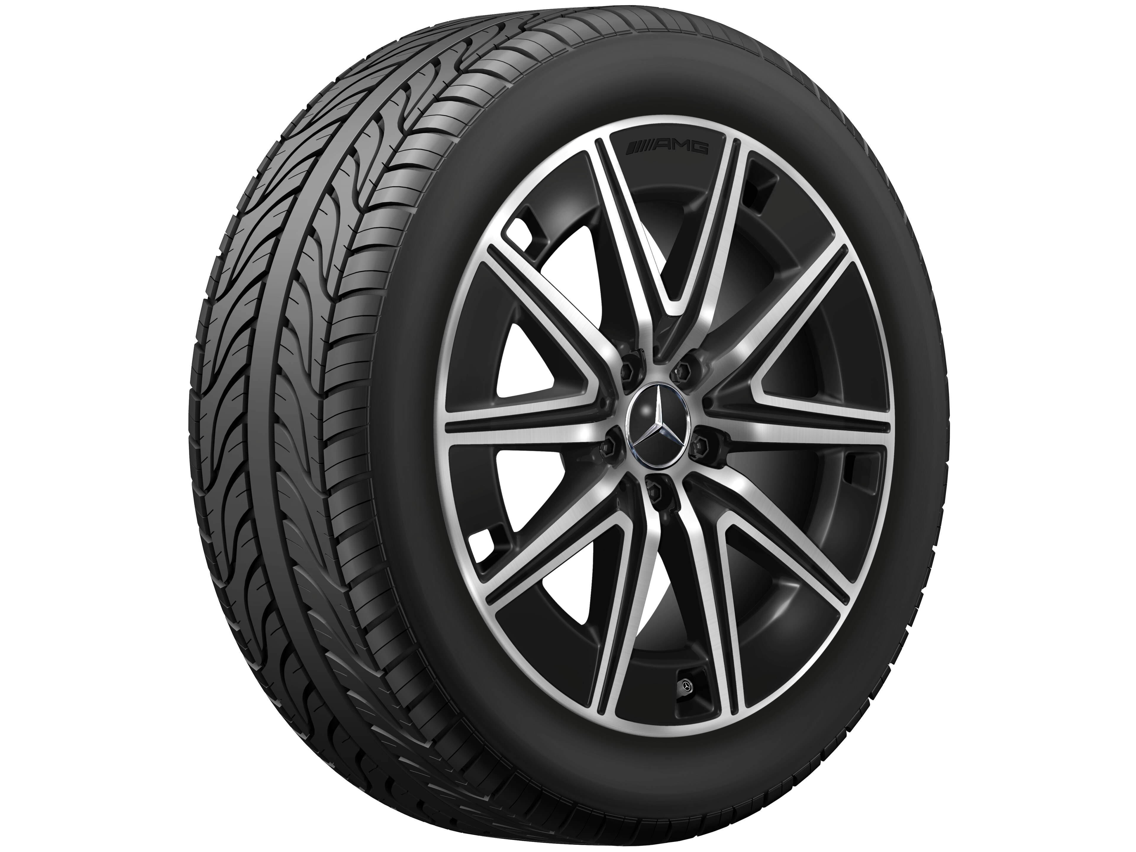 AMG 10-Speichen-Rad, 48,3 cm (19 Zoll) - 7,5 J x 19 ET 53,5, schwarz, glanzgedreht