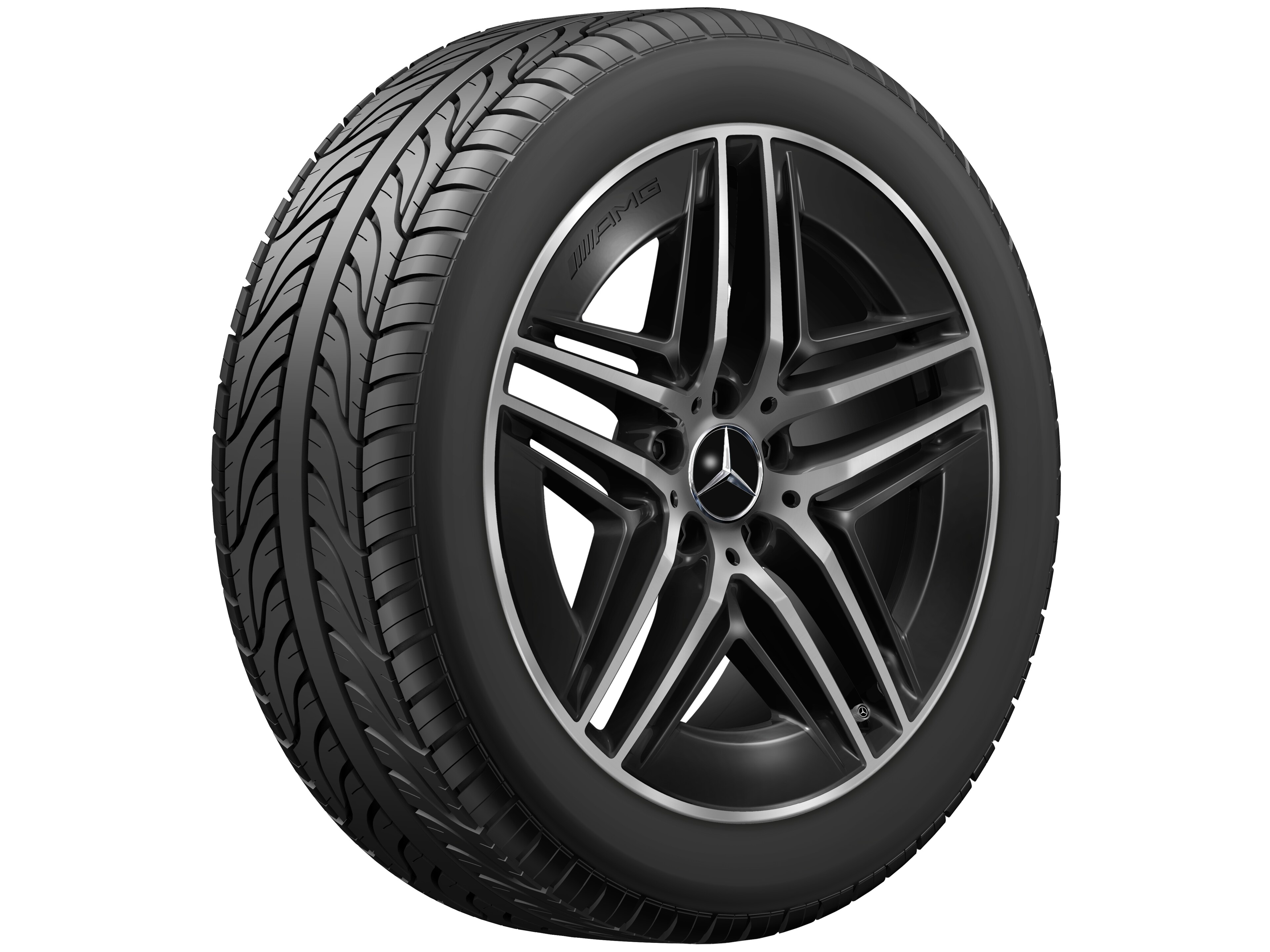 AMG Leichtmetallrad, im 5-Doppelspeichen-Design, 48,3 cm (19 Zoll) - 8 J x 19 ET 52, schwarz, glanzgedreht