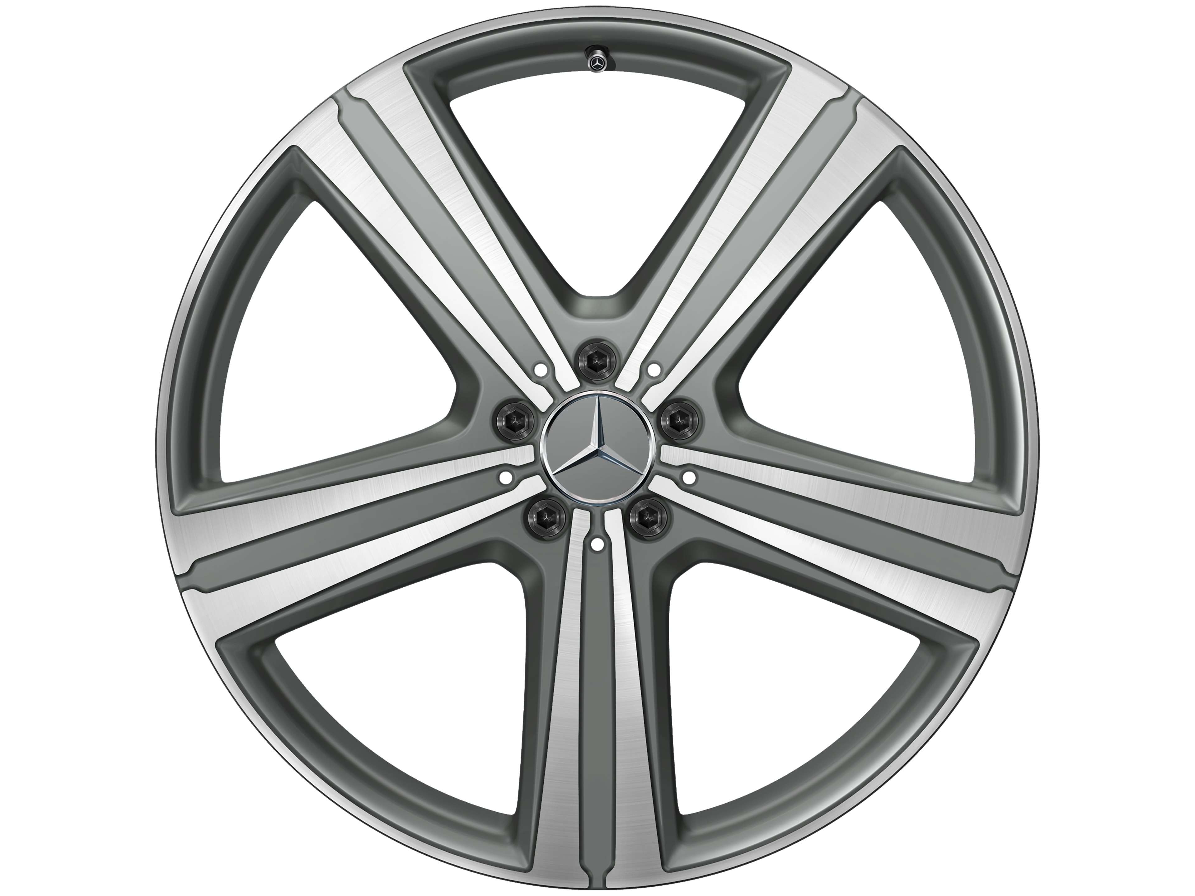 5-Speichen-Rad, 53,3 cm (21 Zoll), glanzgedreht - 11 J x 21 ET 49, grau Himalaya matt, glanzgedreht