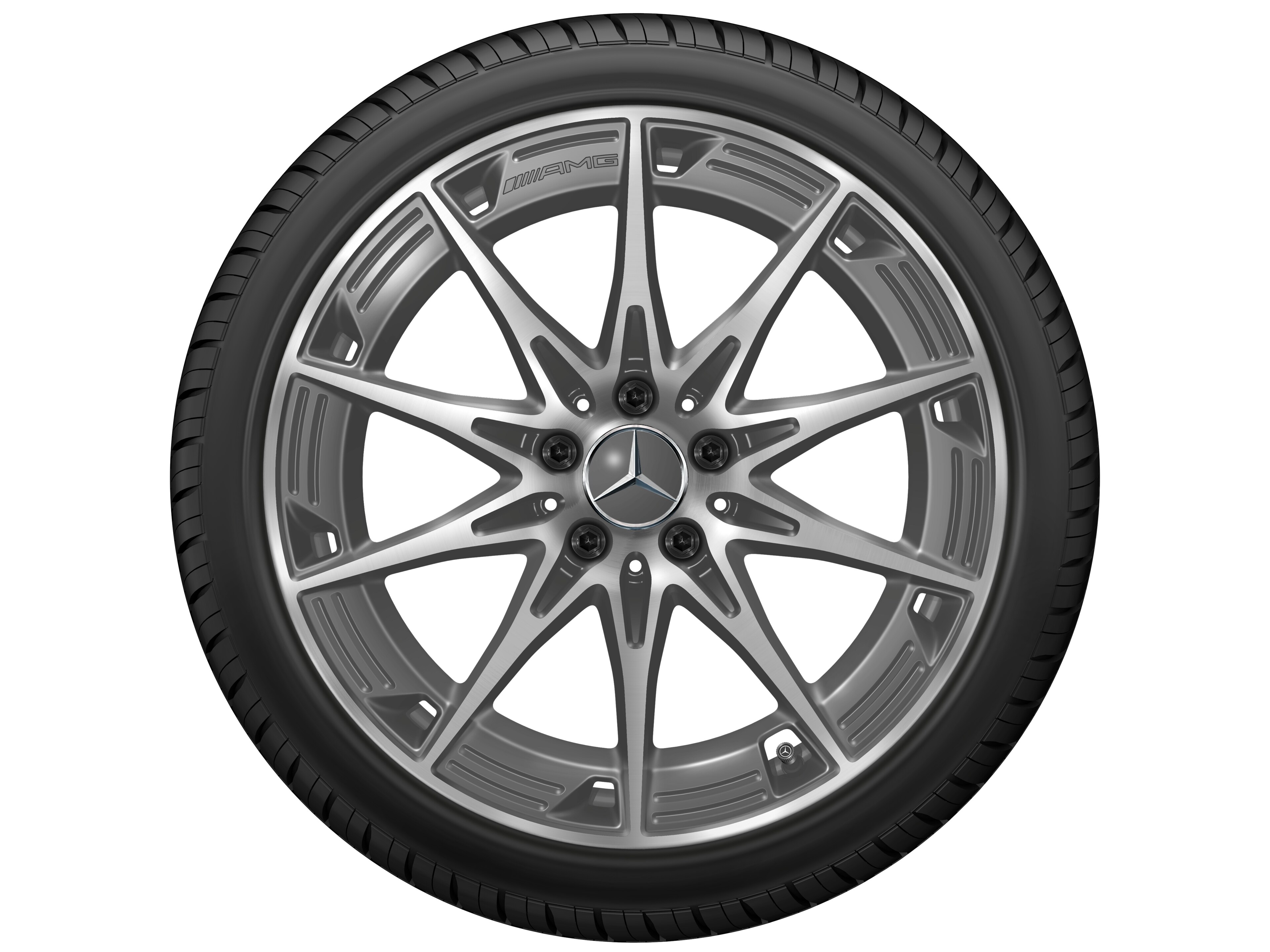 AMG Leichtmetallrad, im 10-Speichen-Design, 48,3 cm (19 Zoll) - 9 J x 19 ET 48, tantalgrau, glanzgedreht