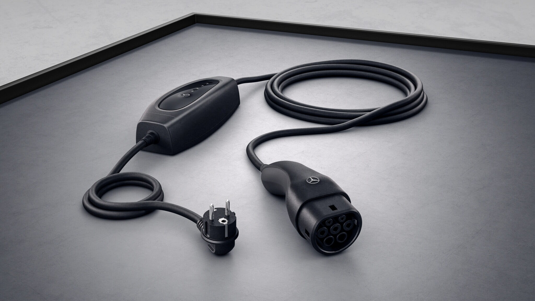Charging cable, and Type 2 public charging stations, - black