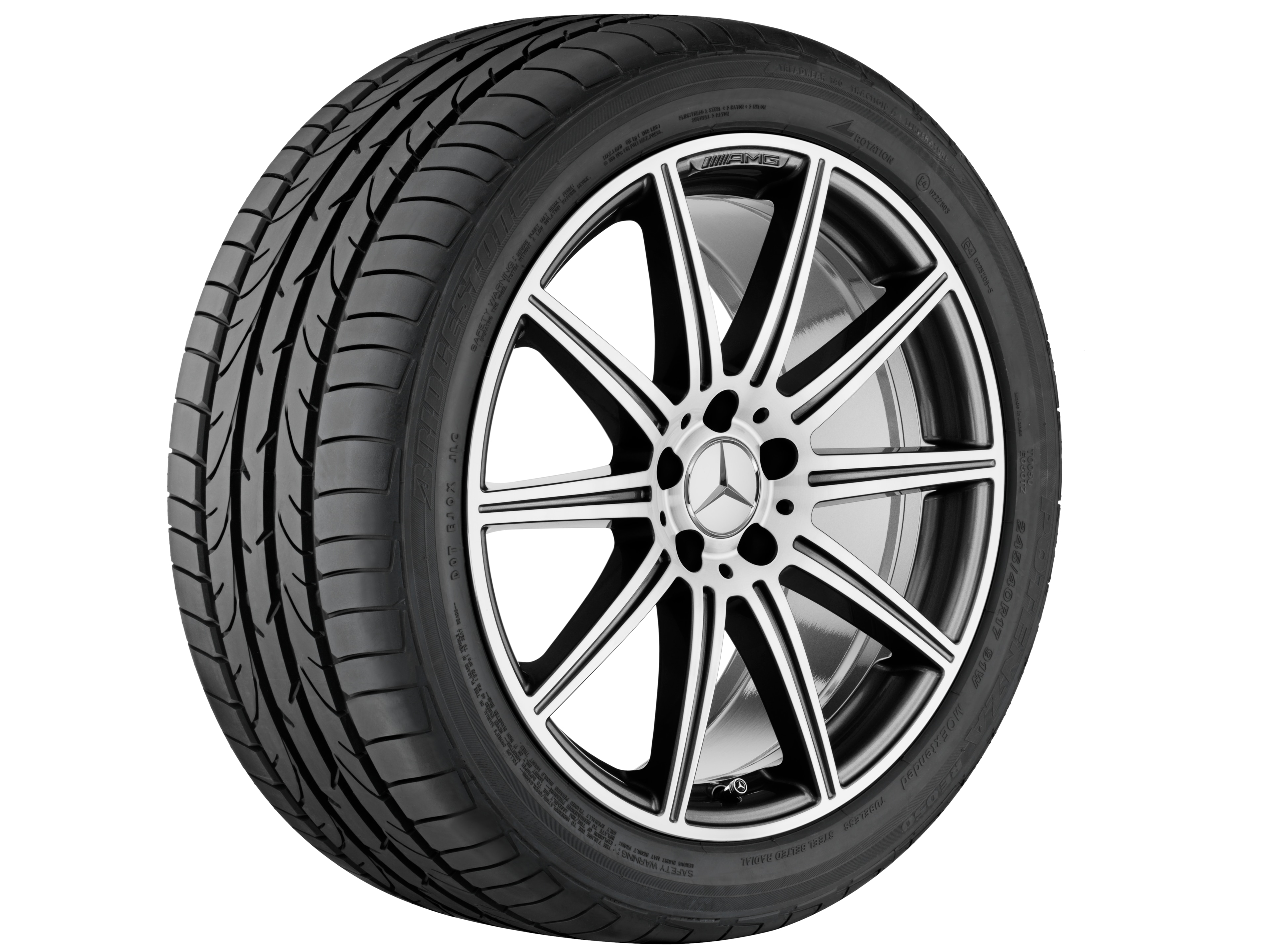 AMG 10-Speichen-Rad, 48,3 cm (19 Zoll) - 9,5 J x 19 ET 52, titangrau, glanzgedreht