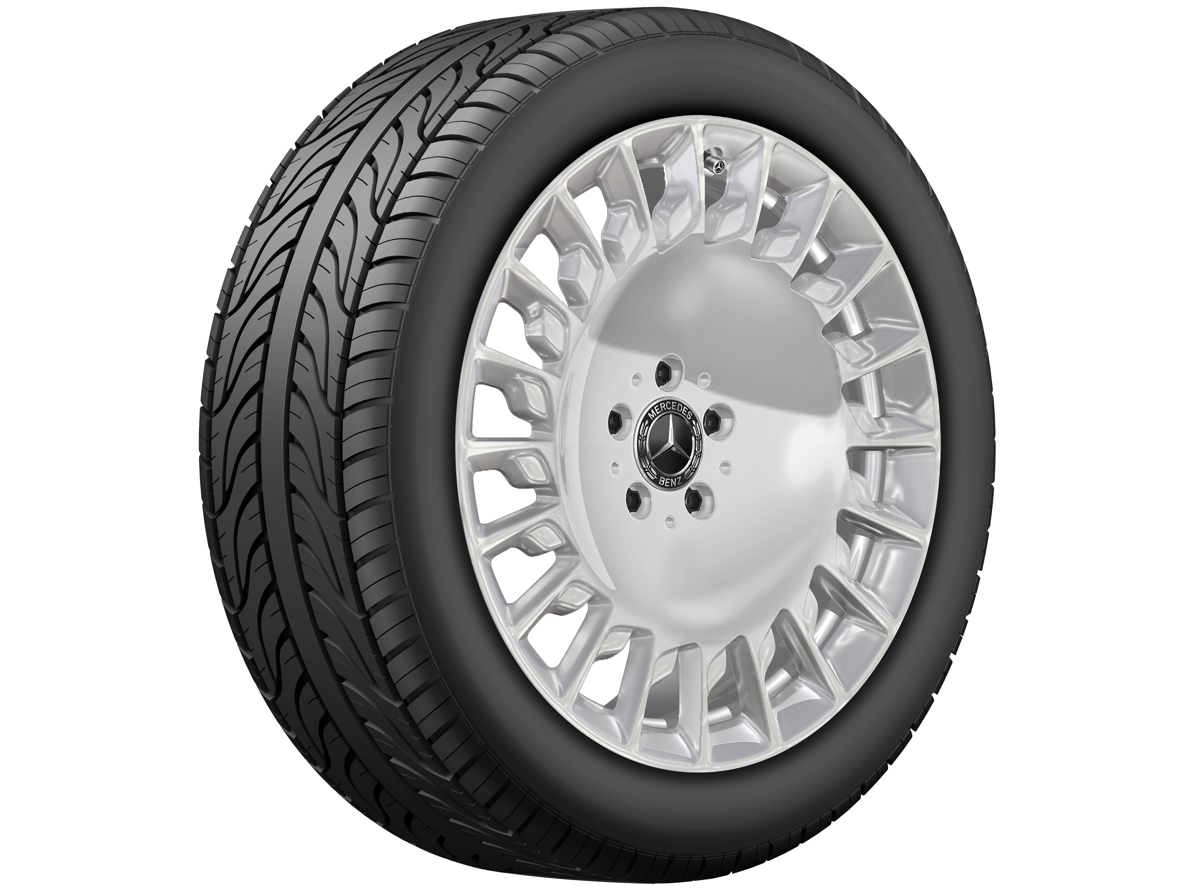 Vielspeichen-Rad, 48,3 cm (19 Zoll) - 9,5 J x 19 ET 43,5, silberfarben, poliert