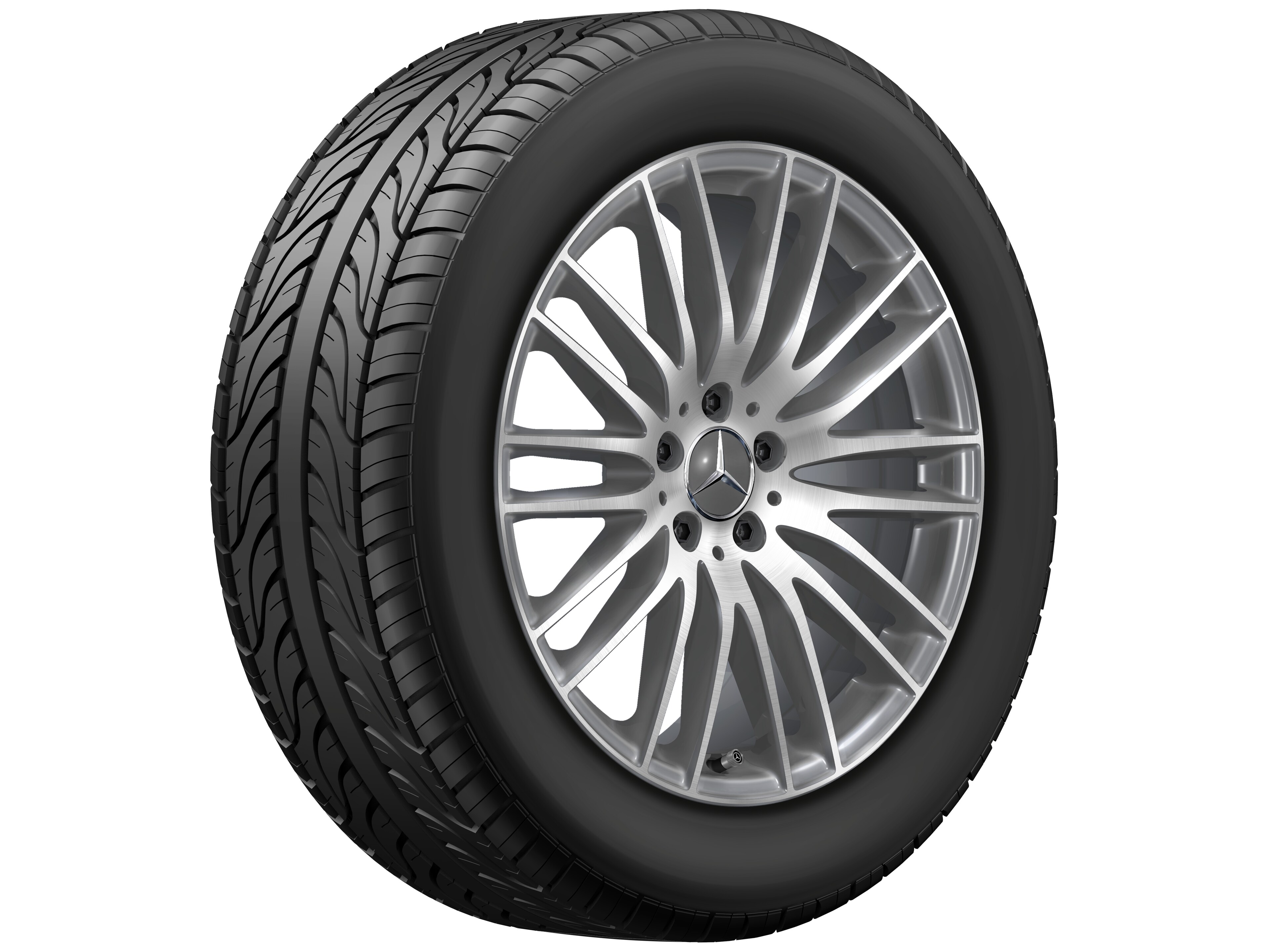 Vielspeichen-Rad, 48,3 cm (19 Zoll), glanzgedreht - 8 J x 19 ET 32,5, tremolit-metallic, glanzgedreht