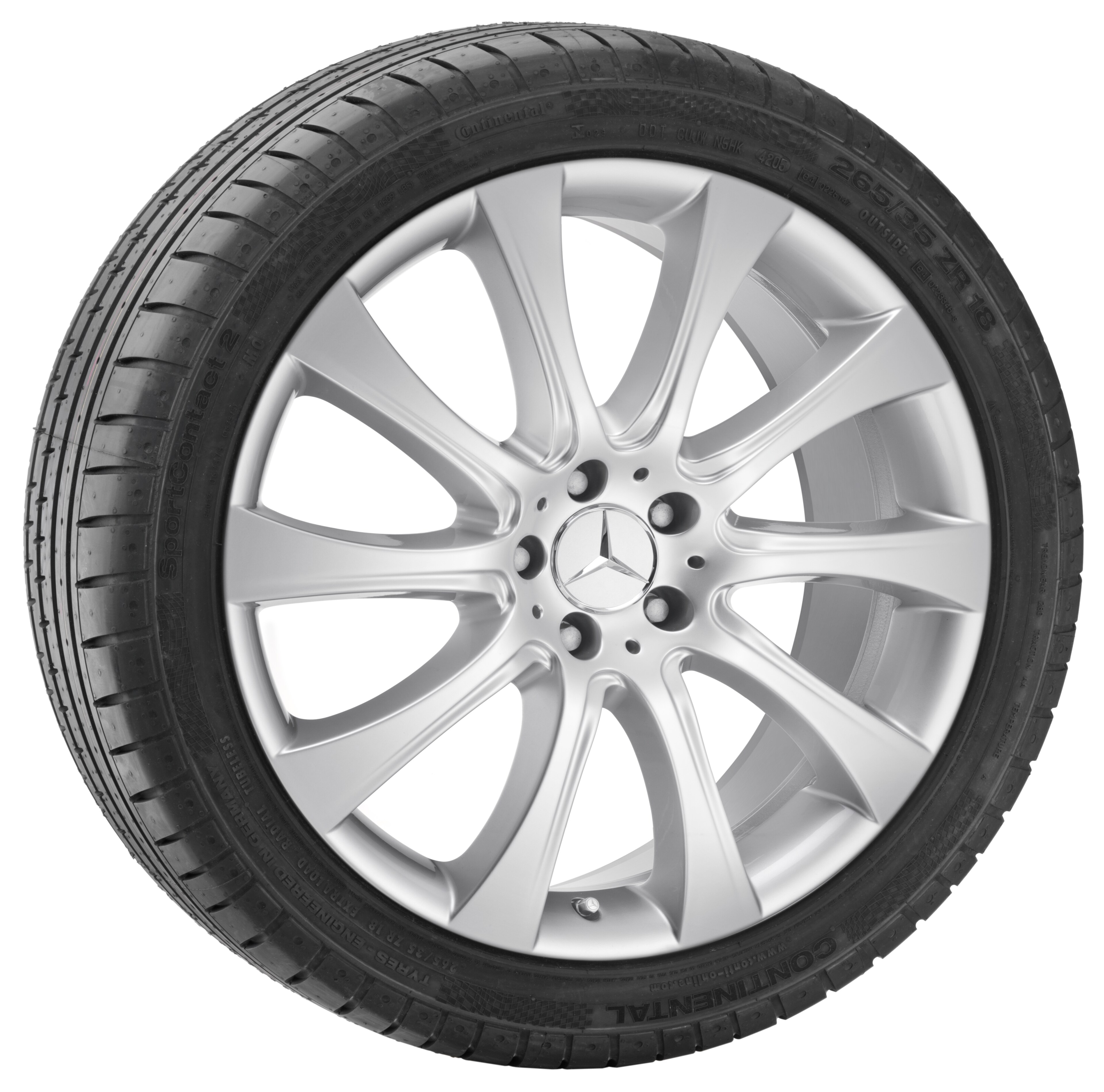 10-Speichen-Rad, Alaraph, 50,8 cm (20 Zoll) - 9,5 J x 20 ET 43, sterlingsilber