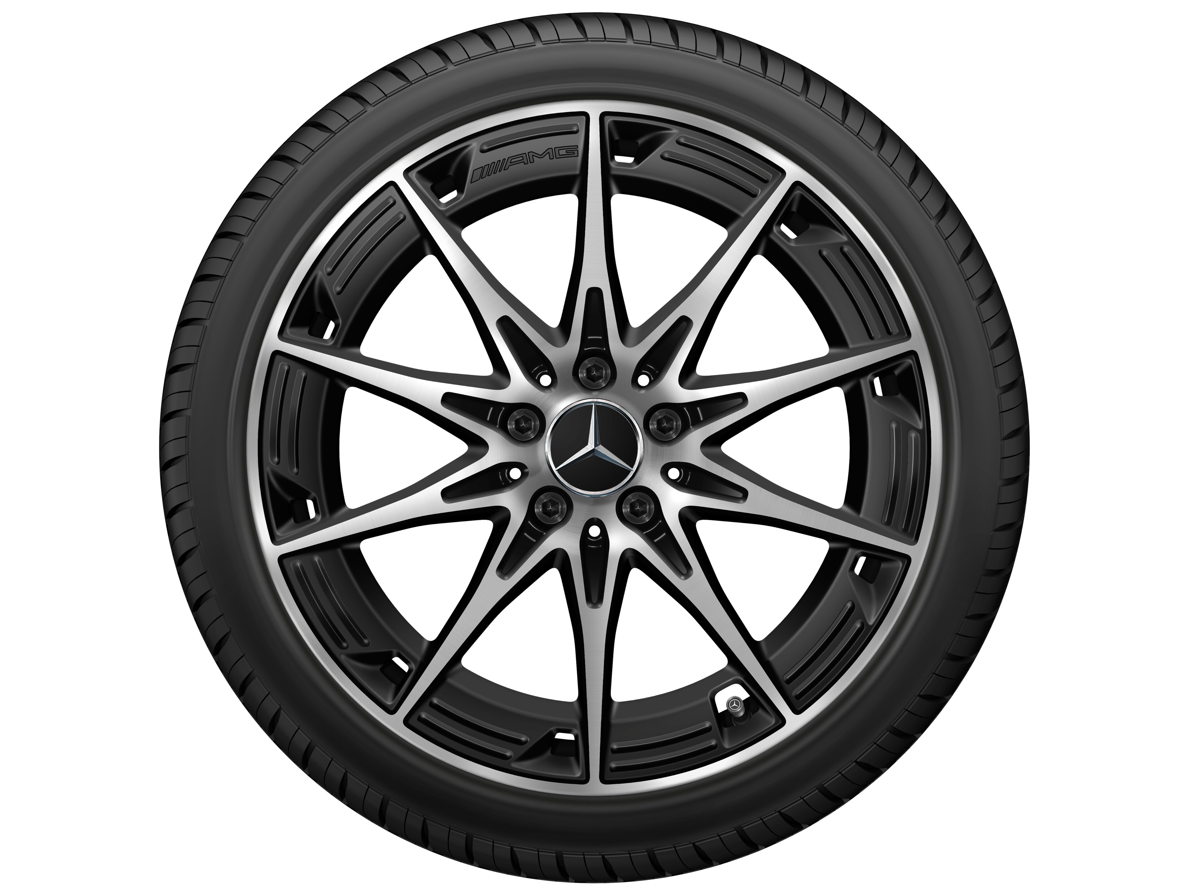 AMG Leichtmetallrad, im 10-Speichen-Design, 48,3 cm (19 Zoll) - 9 J x 19 ET 48, schwarz matt, glanzgedreht