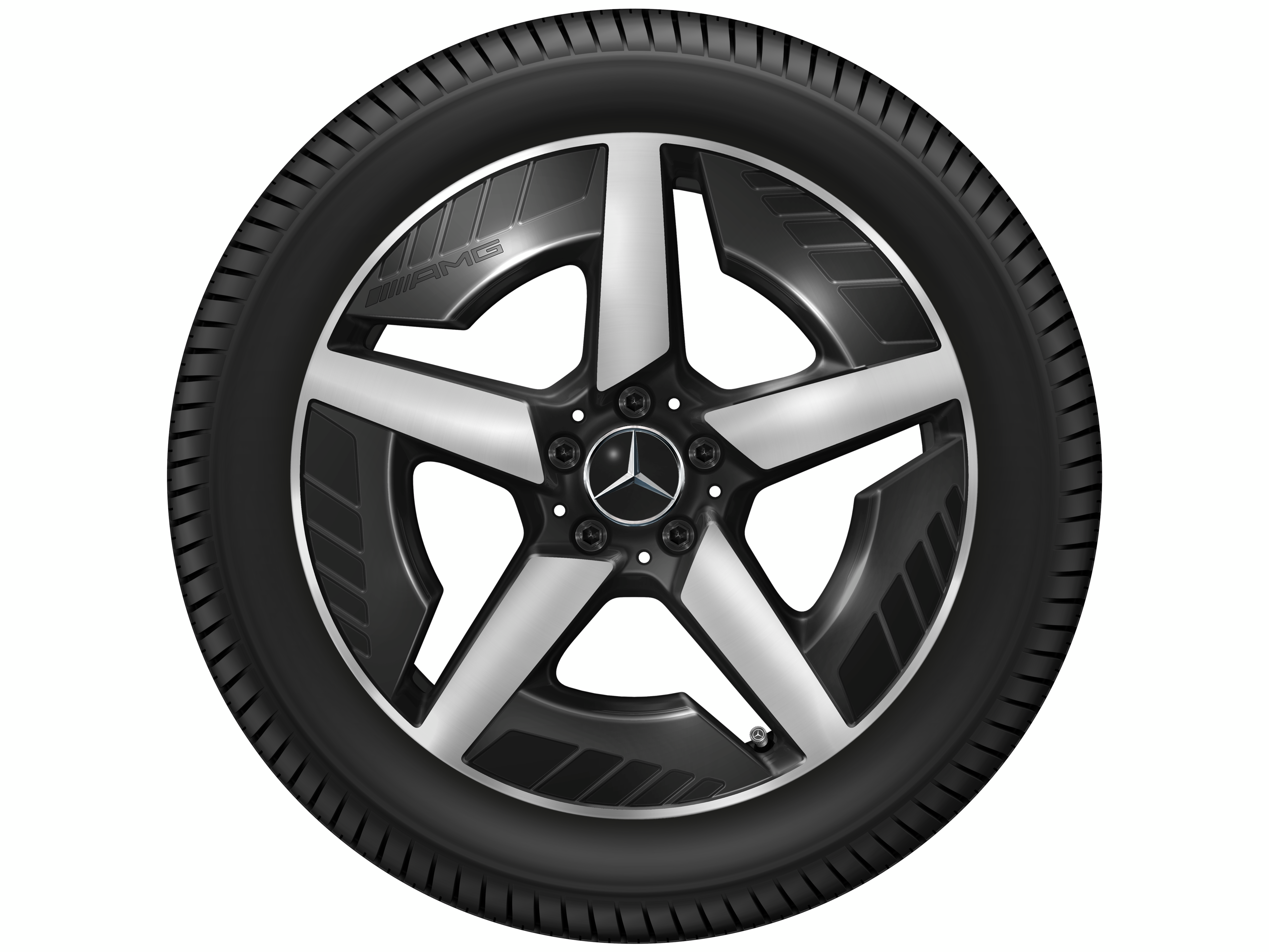 AMG light-alloy wheel, in 5-spoke design, 48.3 cm (19-inch), High-sheen finish - 8 J x 19 ET 38,2, black, high-sheen