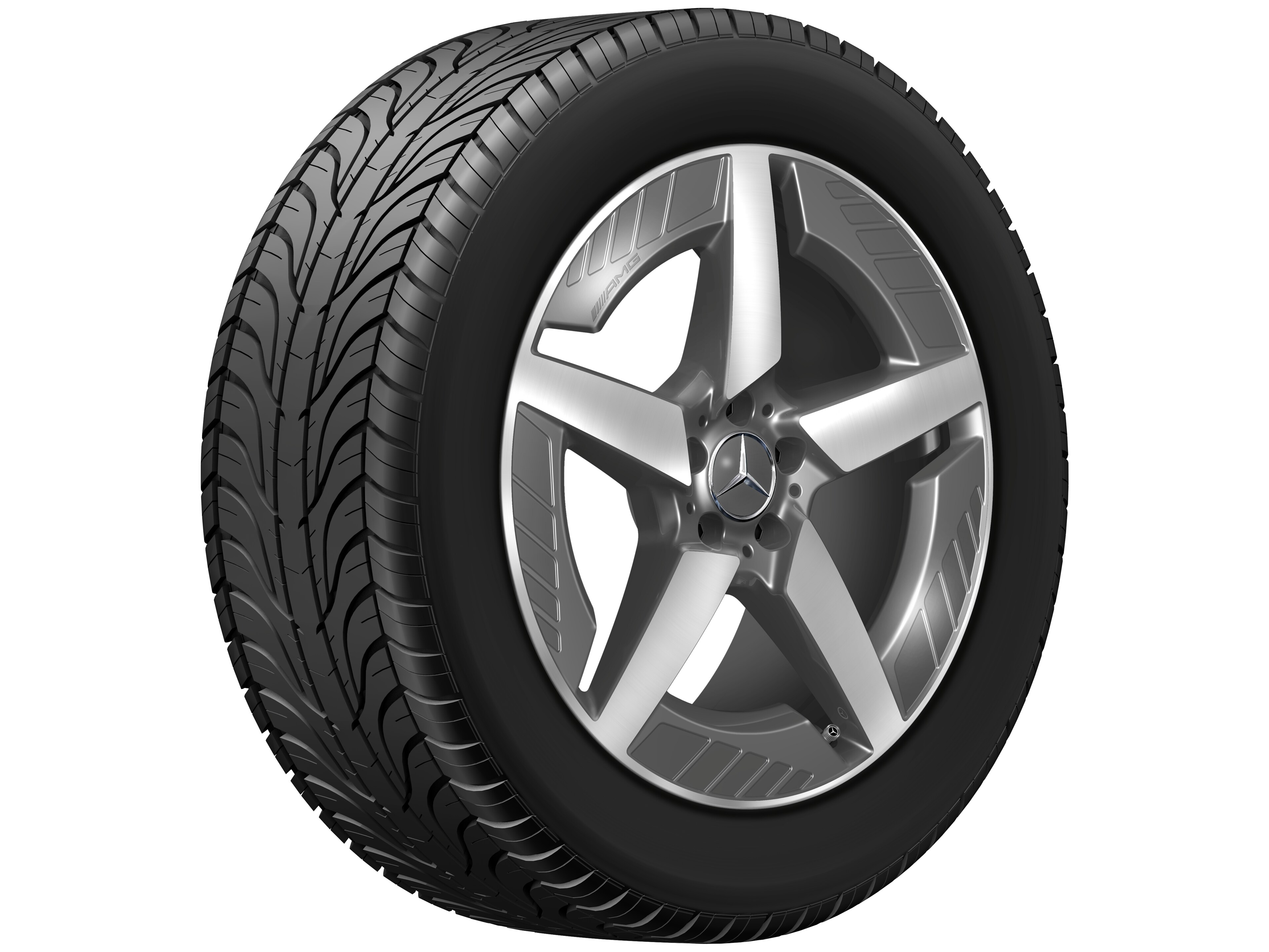 AMG Leichtmetallrad, im 5-Speichen-Design, 50,8 cm (20 Zoll) - 9 J x 20 ET 57,1, tantalgrau, glanzgedreht