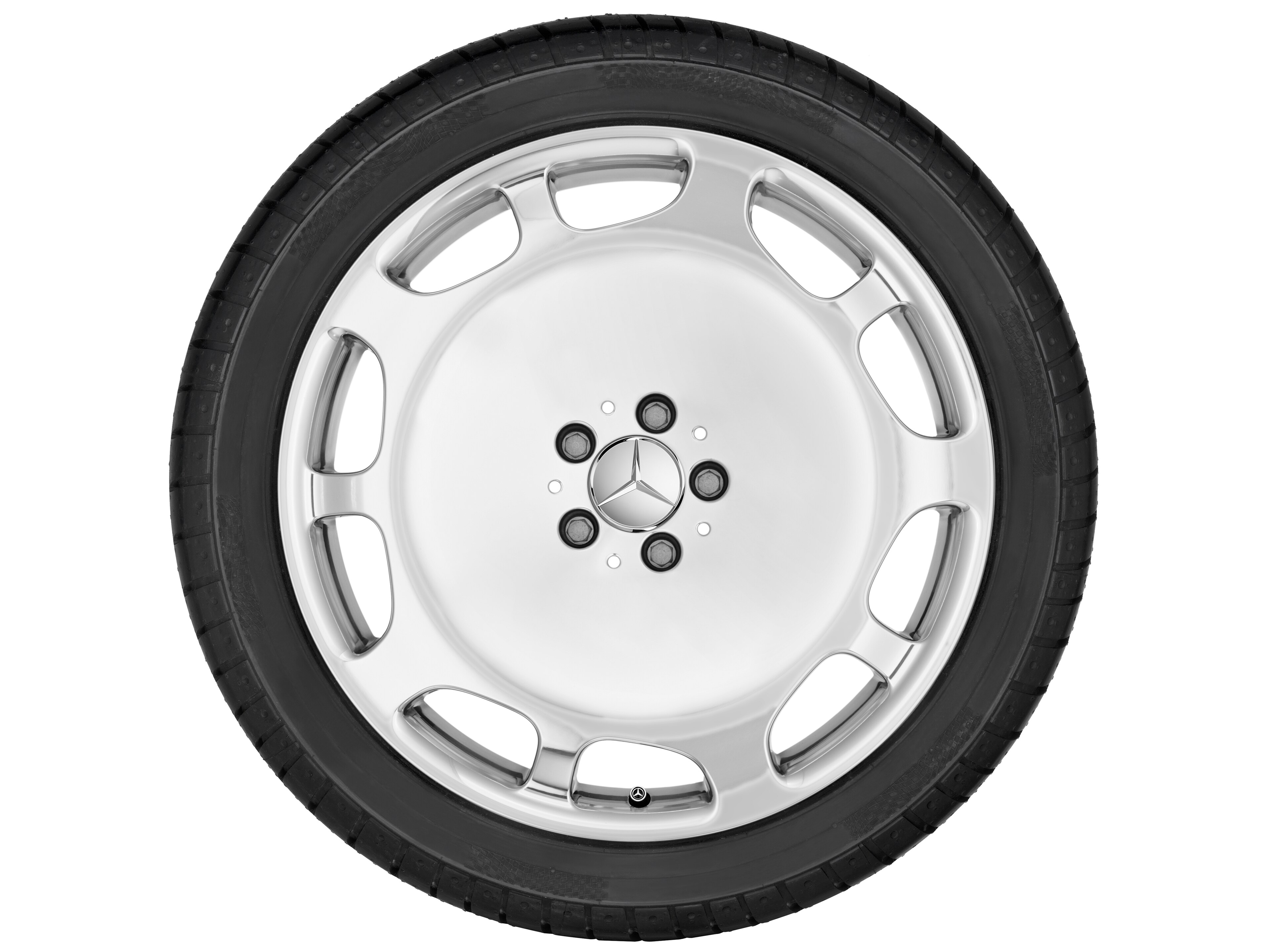 10-hole wheel, 50.8 cm (20-inch) - 9,5 J x 20 ET 43,5, silver-coloured, polished