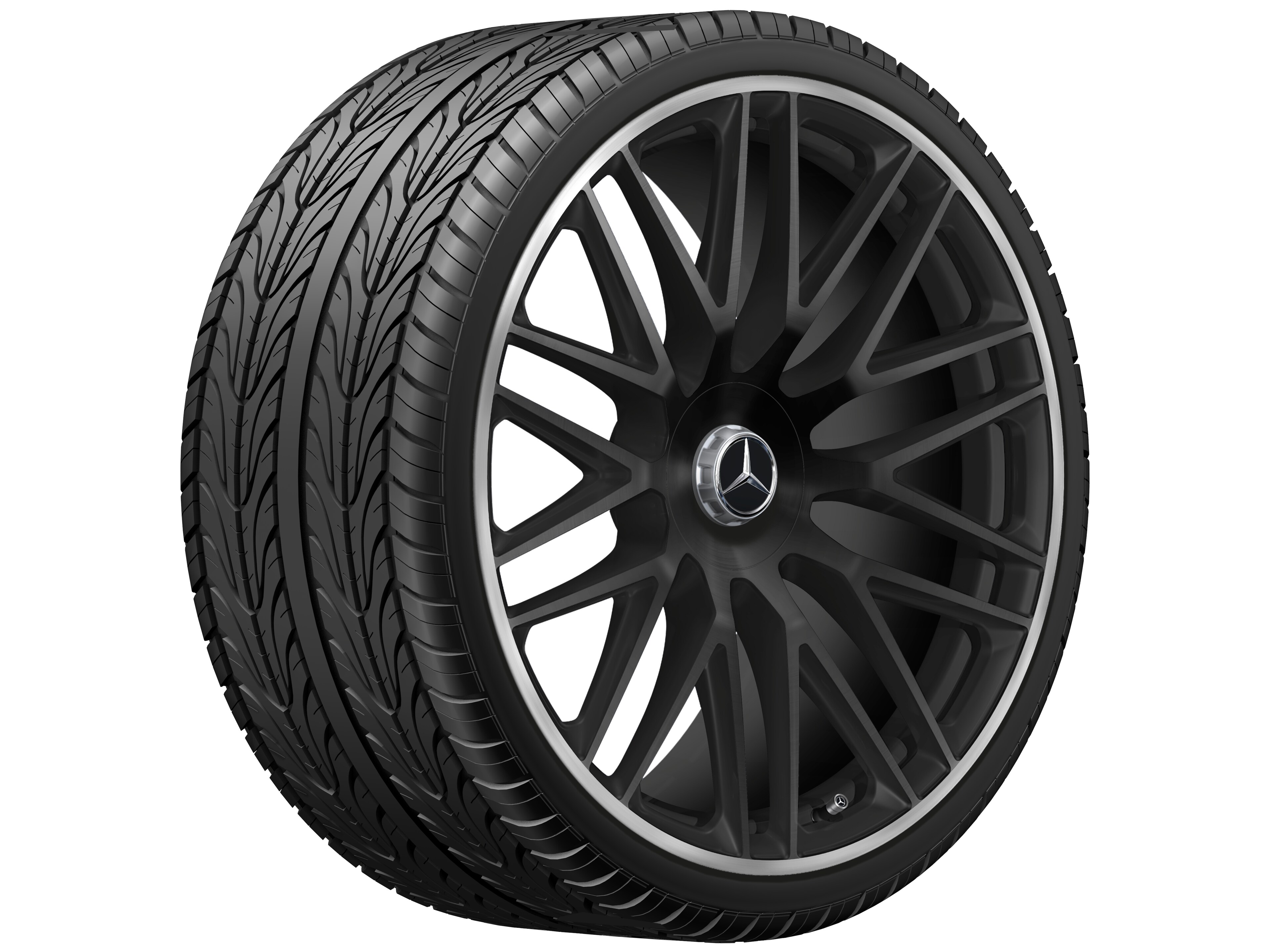 AMG multi-spoke forged wheel, 58.4 cm (23-inch), High-sheen rim flange - 11,5 J x 23 ET 47, matt black, high-sheen rim flange