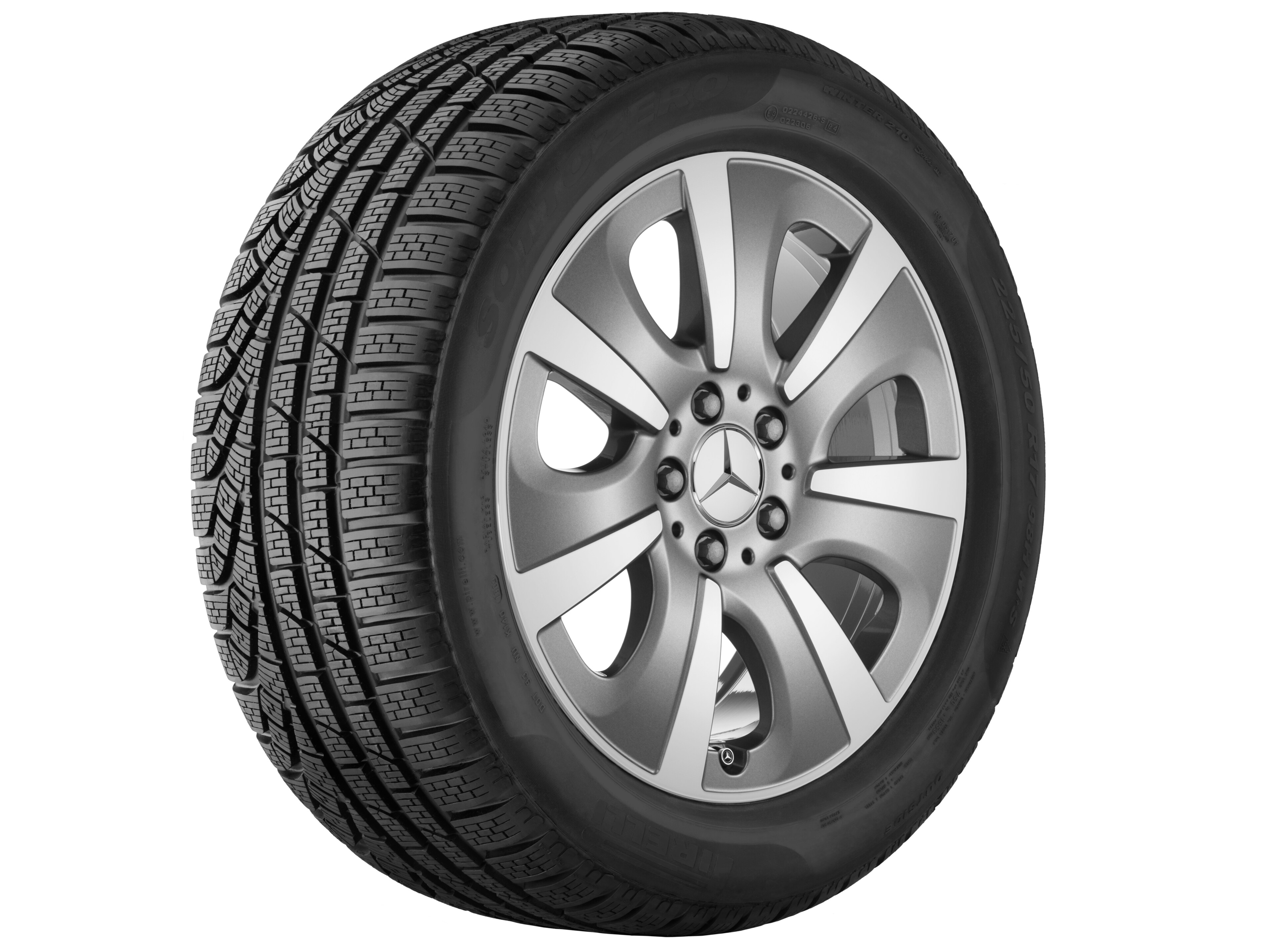 7-Speichen-Rad, Aero, 48,3 cm (19 Zoll) - 8,5 J x 19 ET 62, grau Himalaya, glanzgedreht
