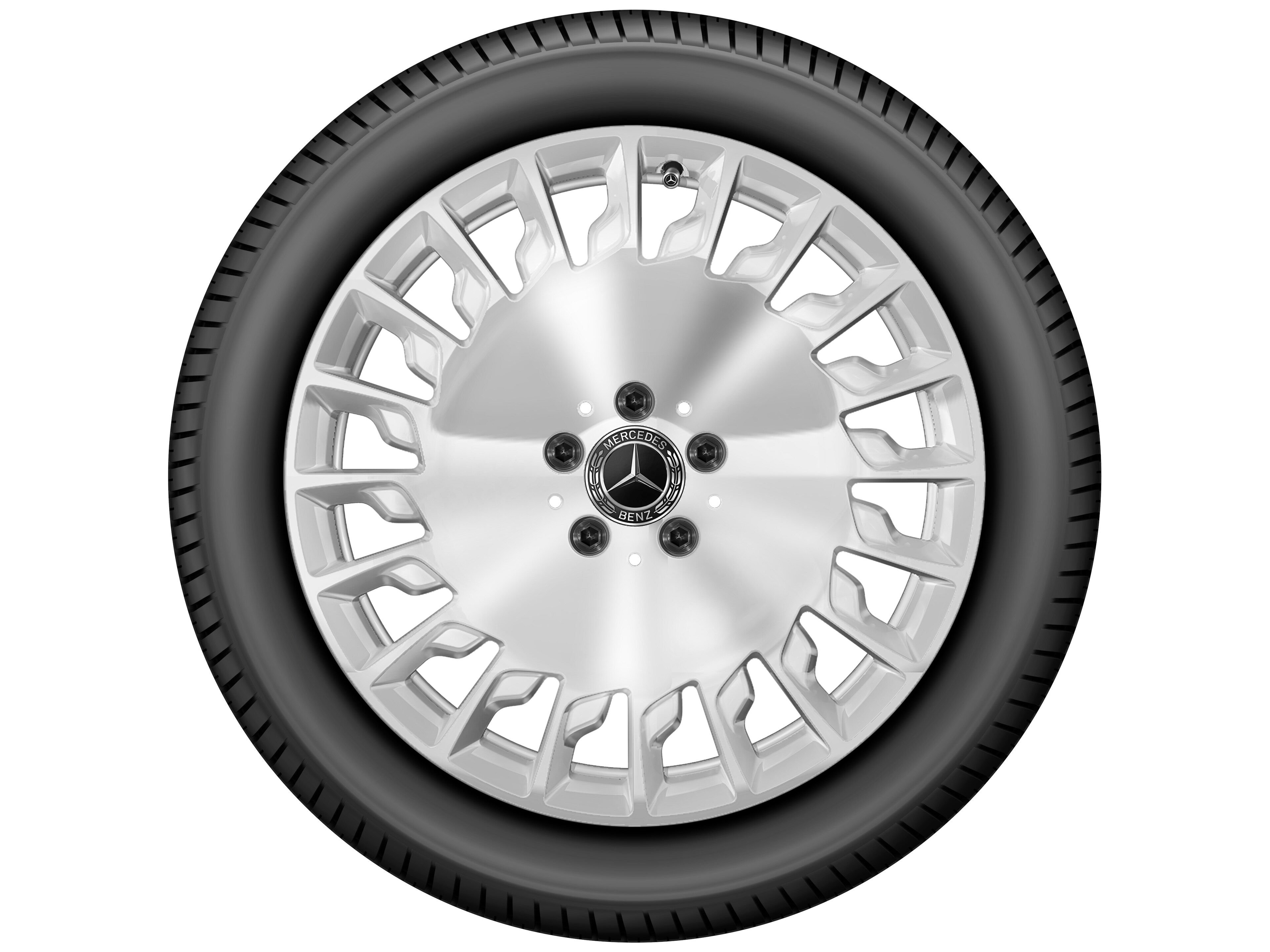 Vielspeichen-Rad, 48,3 cm (19 Zoll) - 9,5 J x 19 ET 43,5, silberfarben, poliert