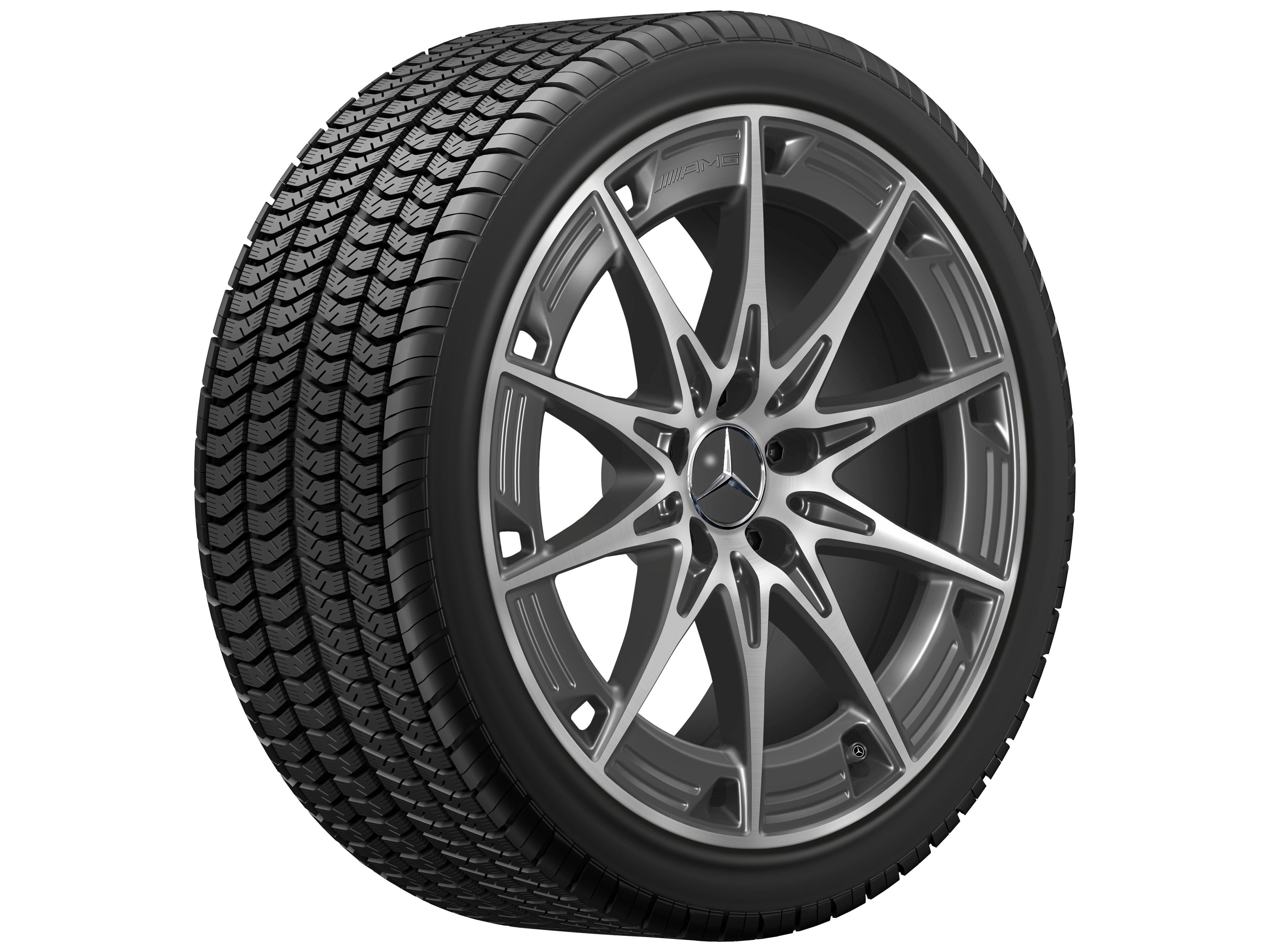 AMG Leichtmetallrad, im 10-Speichen-Design, 48,3 cm (19 Zoll) - 9 J x 19 ET 48, tantalgrau, glanzgedreht