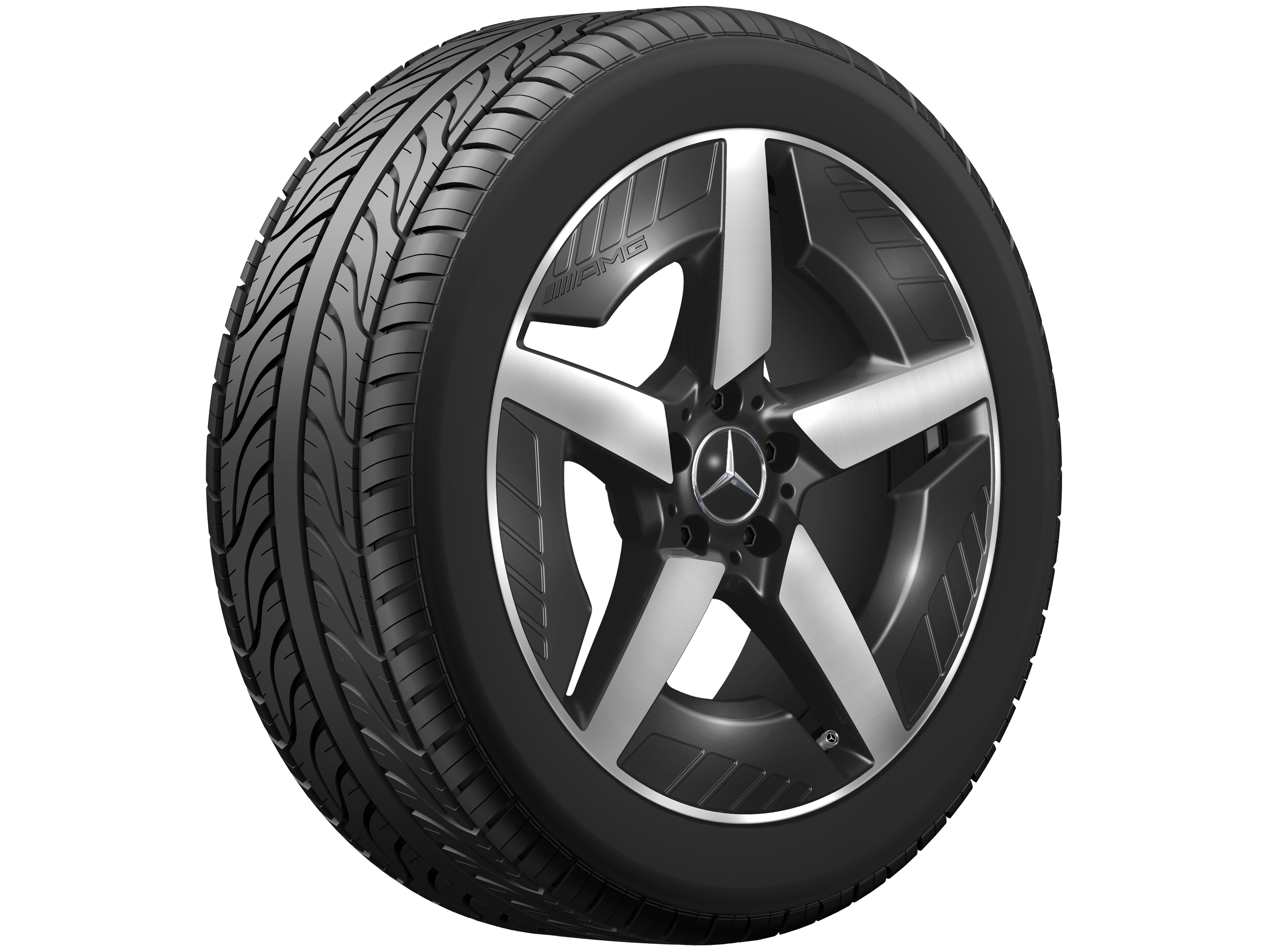 AMG light-alloy wheel, in 5-spoke design, 48.3 cm (19-inch), High-sheen finish - 8 J x 19 ET 38,2, black, high-sheen