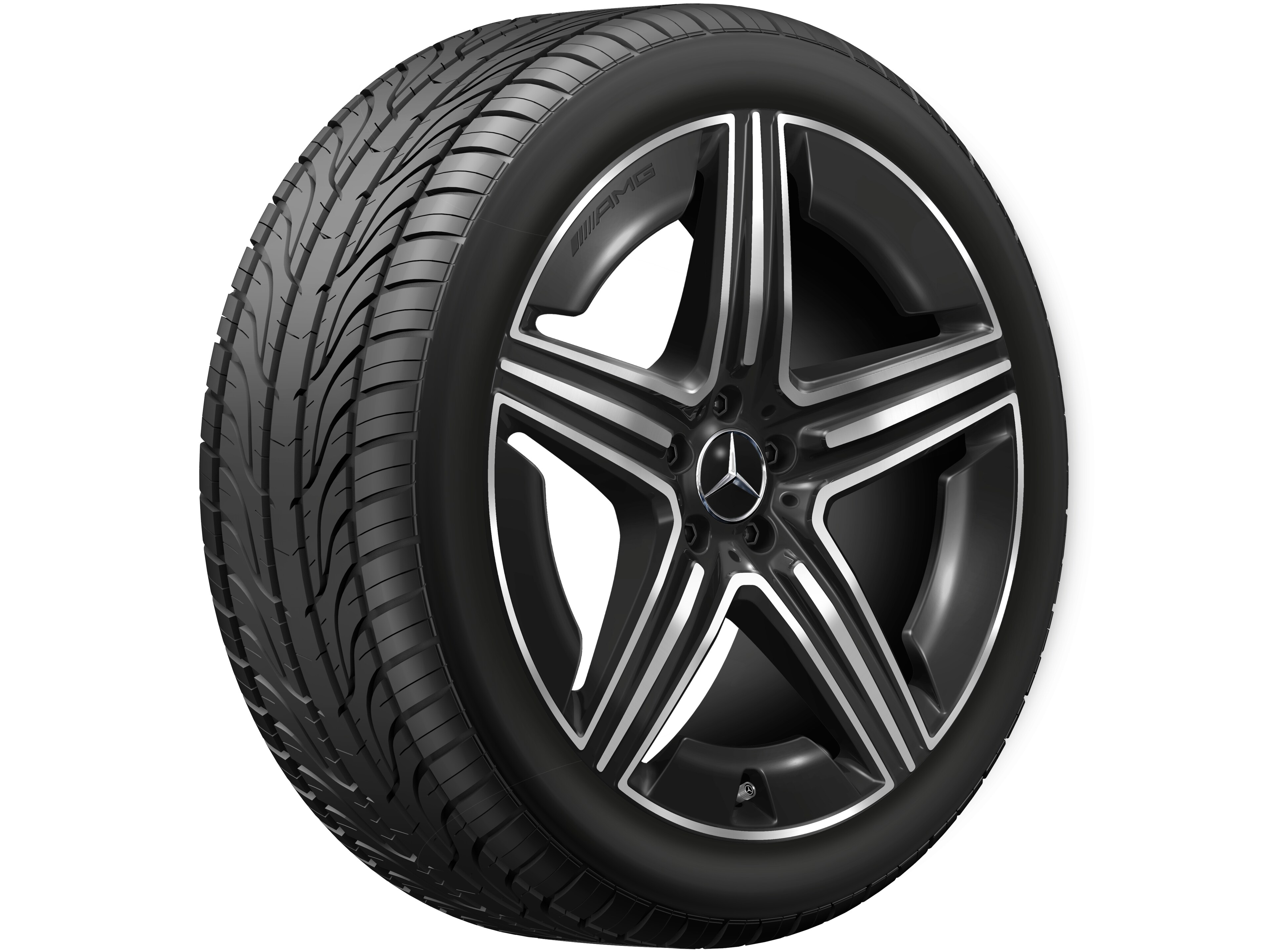 AMG 5-twin-spoke wheel, 53.3 cm (21-inch) - 11 J x 21 ET 49, black, high-sheen