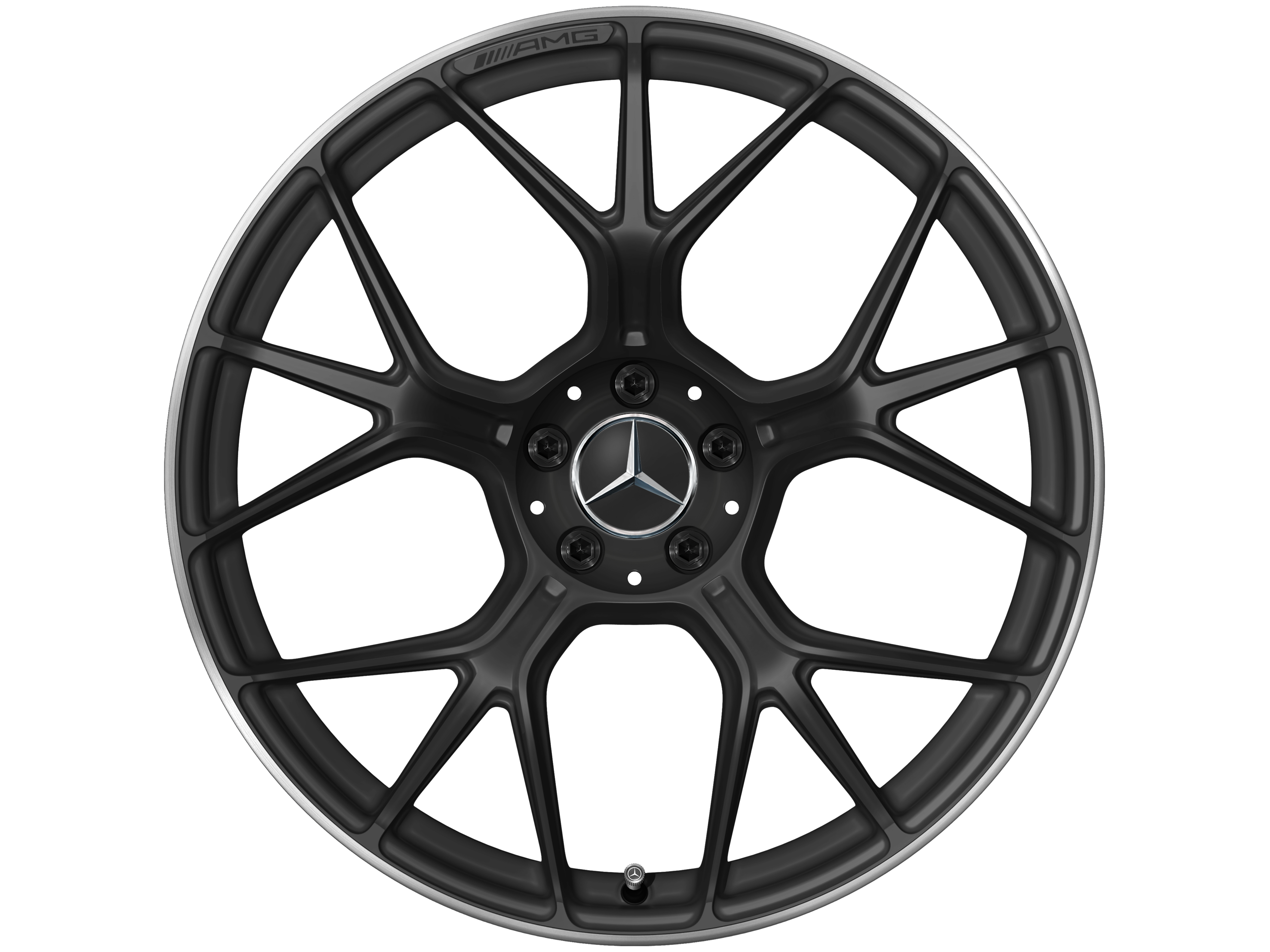 AMG forged wheel in cross-spoke design, 53.3 cm (21-inch) - 11 J x 21 ET 60,1, matt black, high-sheen rim flange
