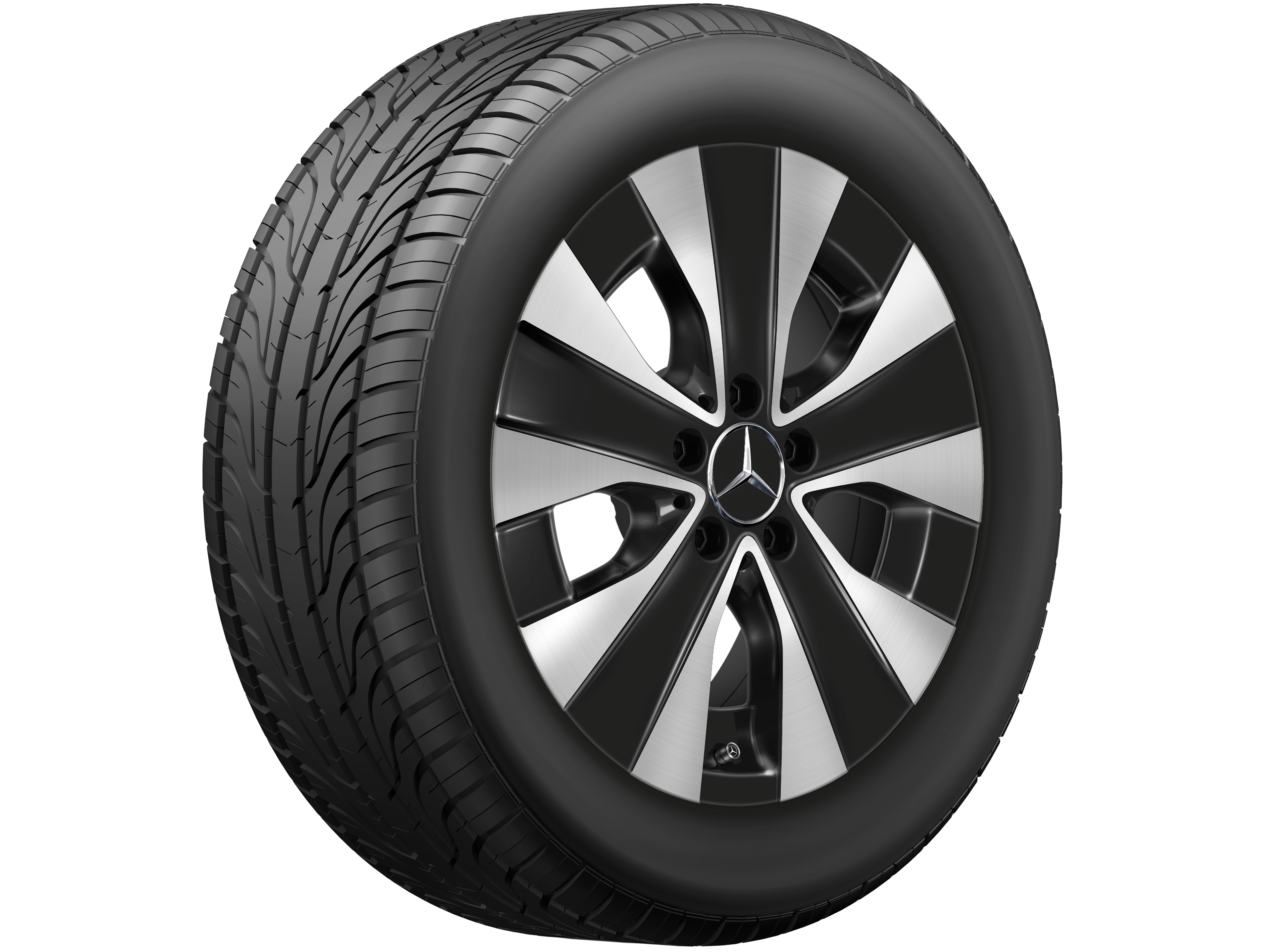 5-Speichen-Rad, 43,2 cm (17 Zoll), Aero - 7 J x 17 ET 51, schwarz, glanzgedreht