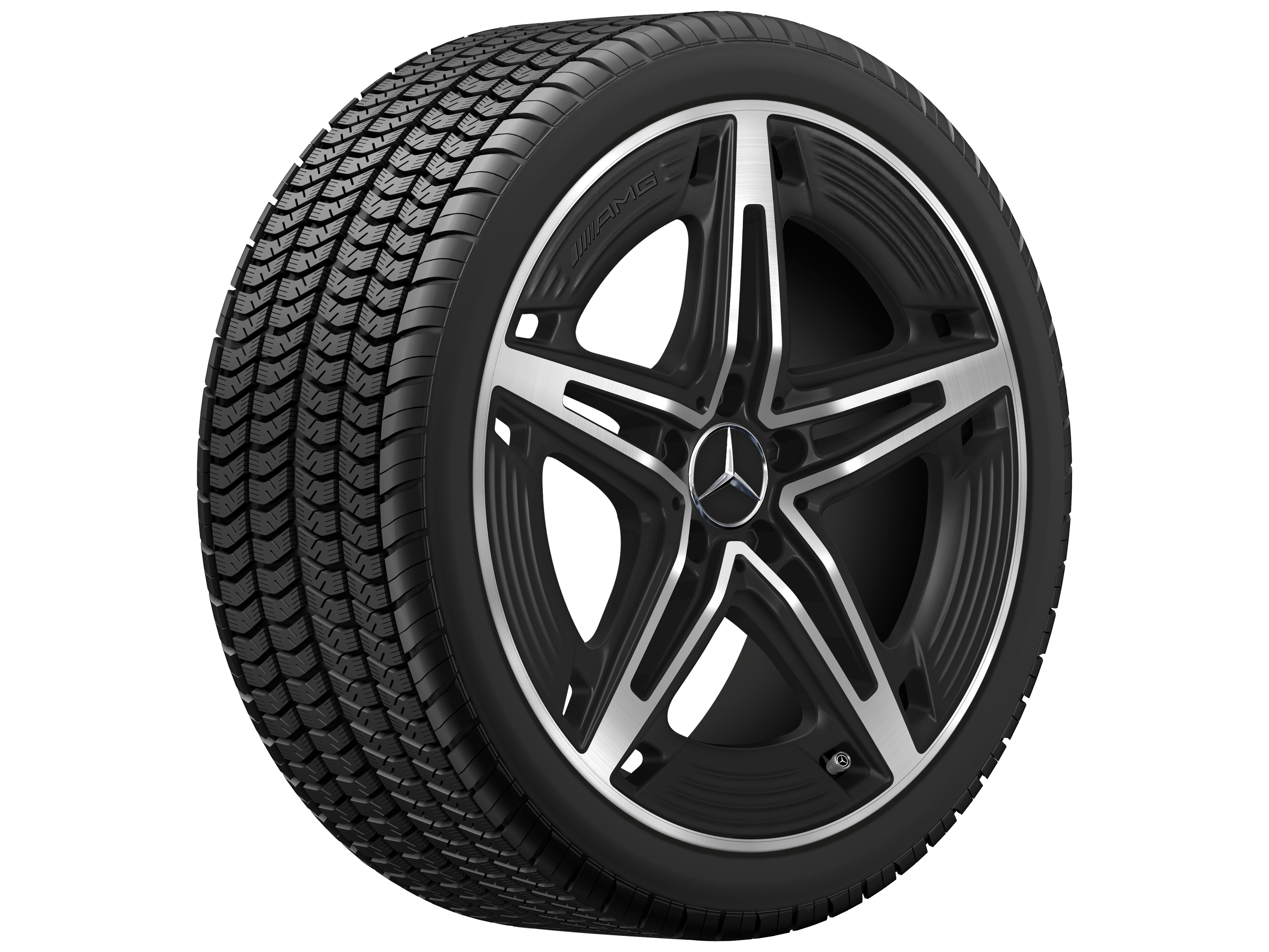 AMG 5-Speichen-Rad, 48,3 cm (19 Zoll) - 8,5 J x 19 ET 46, schwarz matt, glanzgedreht