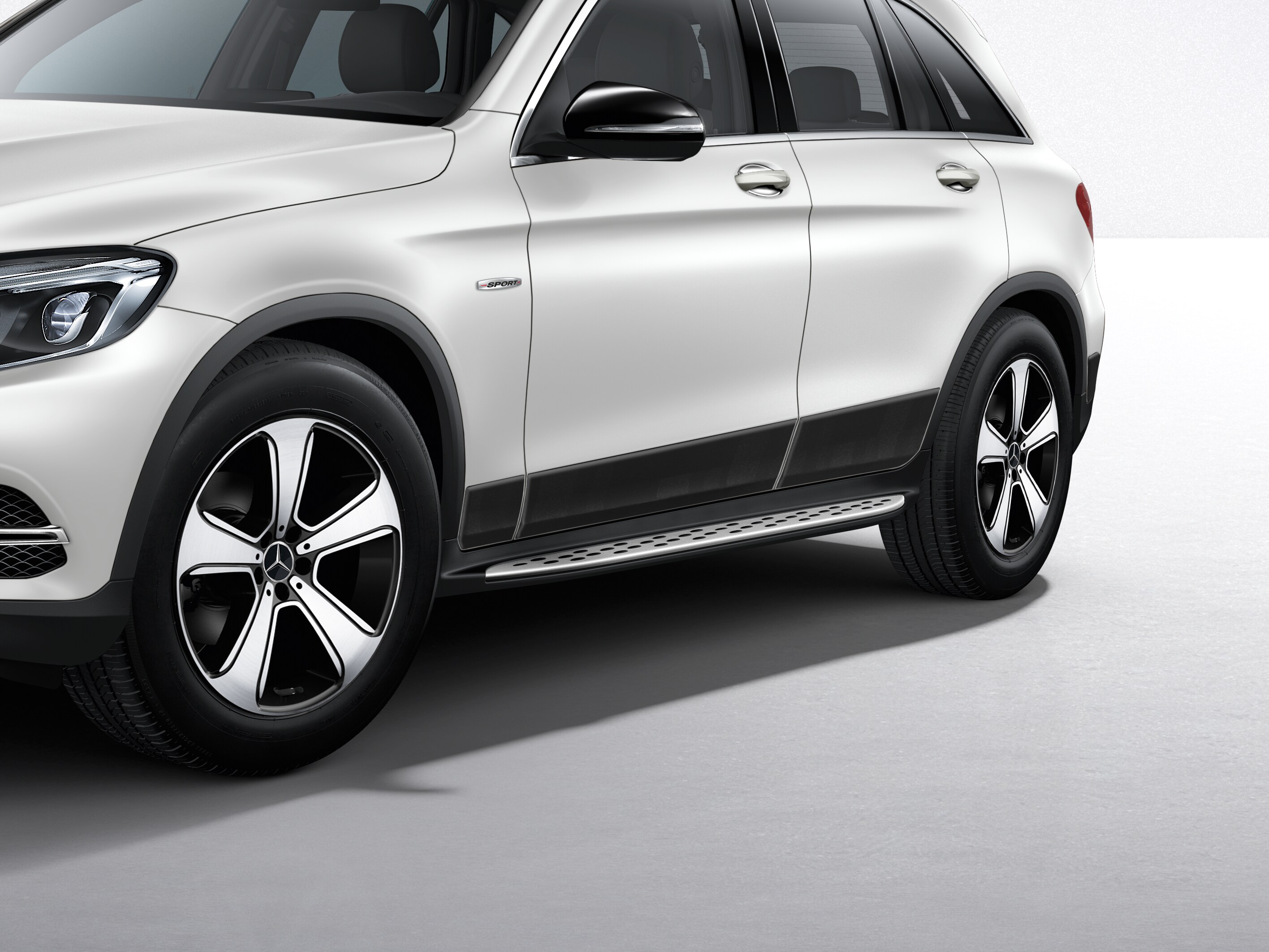 Running boards, in aluminium look with rubber studs, Set - Plastic