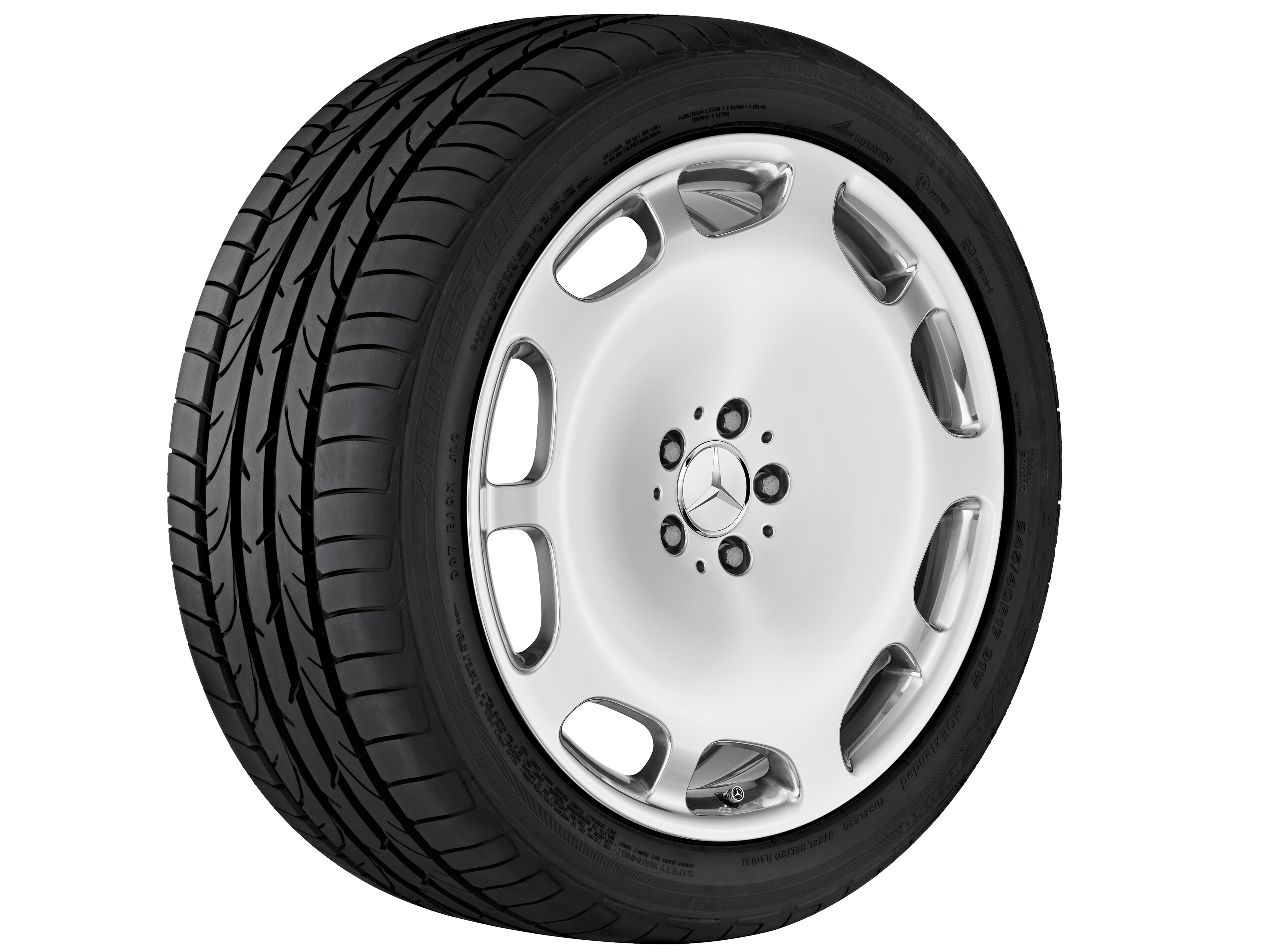 10-hole wheel, 50.8 cm (20-inch) - 9,5 J x 20 ET 43,5, silver-coloured, polished