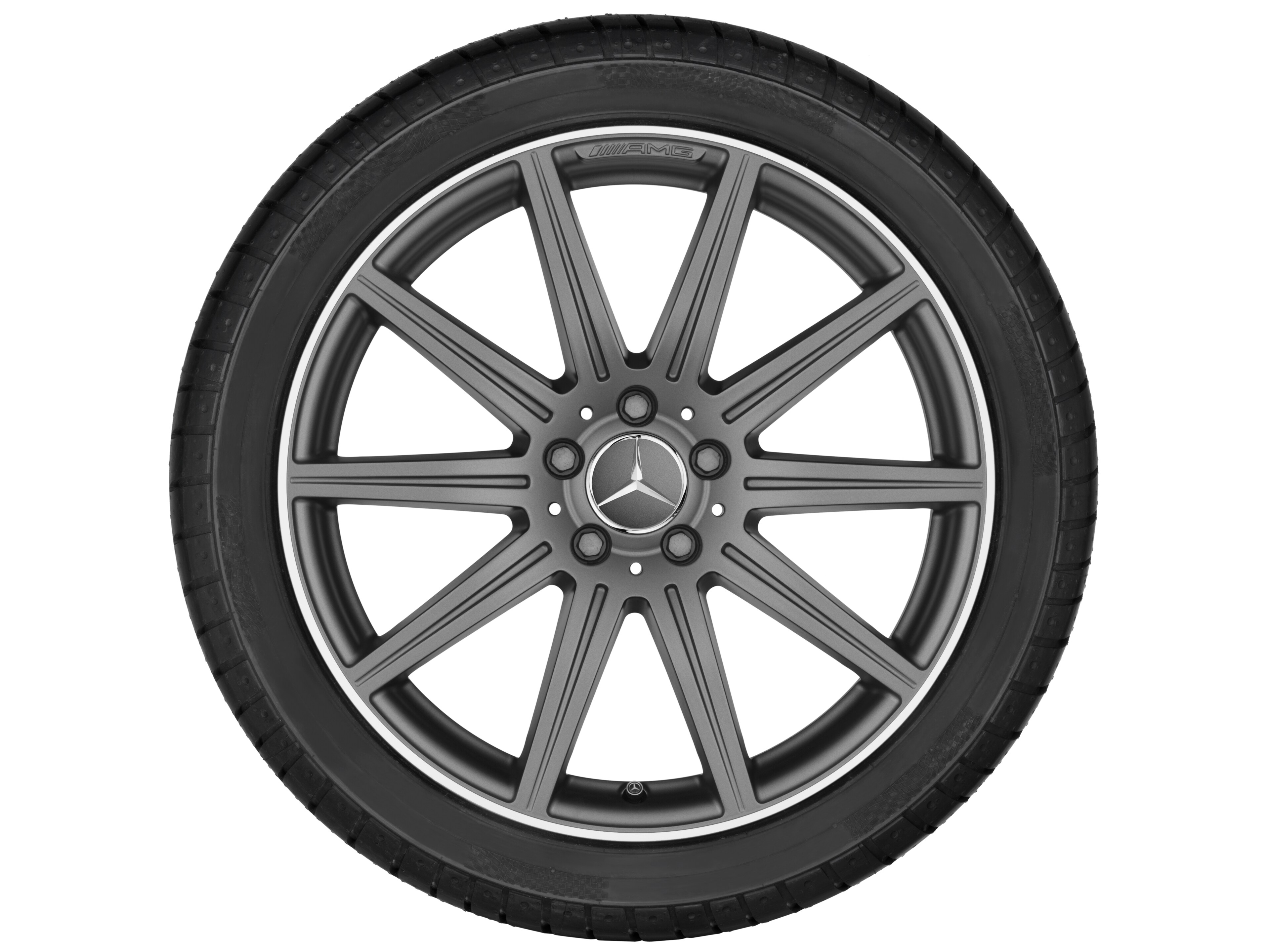 AMG 10-Speichen-Rad, 48,3 cm (19 Zoll), Felgenhorn glanzgedreht - 9 J x 19 ET 37, titangrau matt